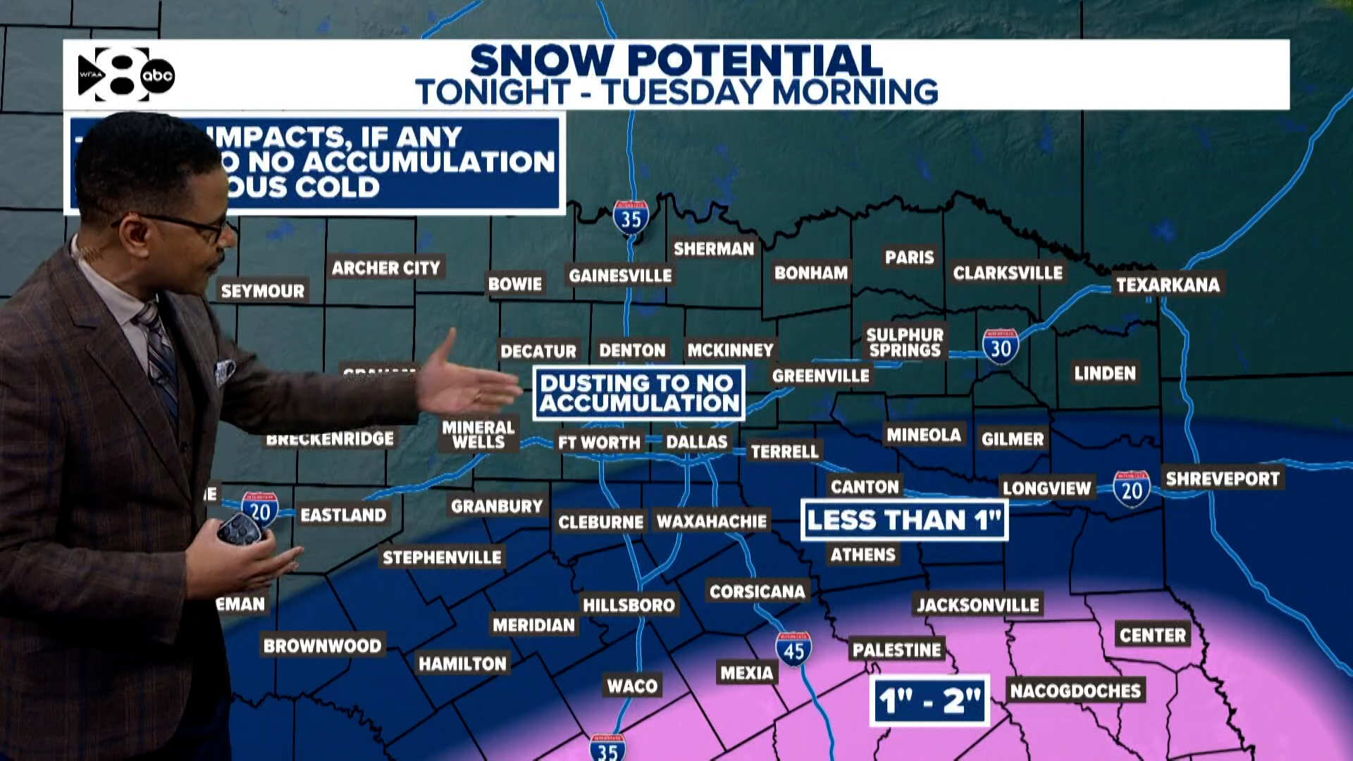 Tuesday is a WFAA Weather Alert Day due to low temperatures across the North Texas region. But where does that leave things in terms of snow? Greg Fields answers.