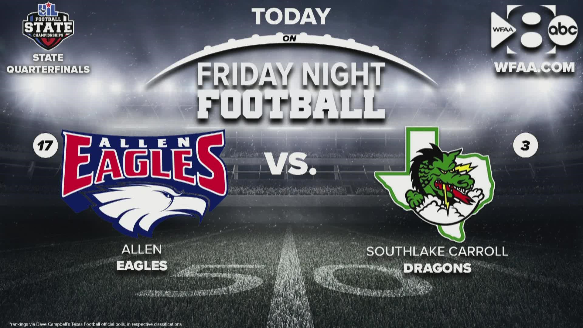 17th-ranked Allen faced 3rd-ranked Southlake Carroll at UNT's Apogee Stadium.