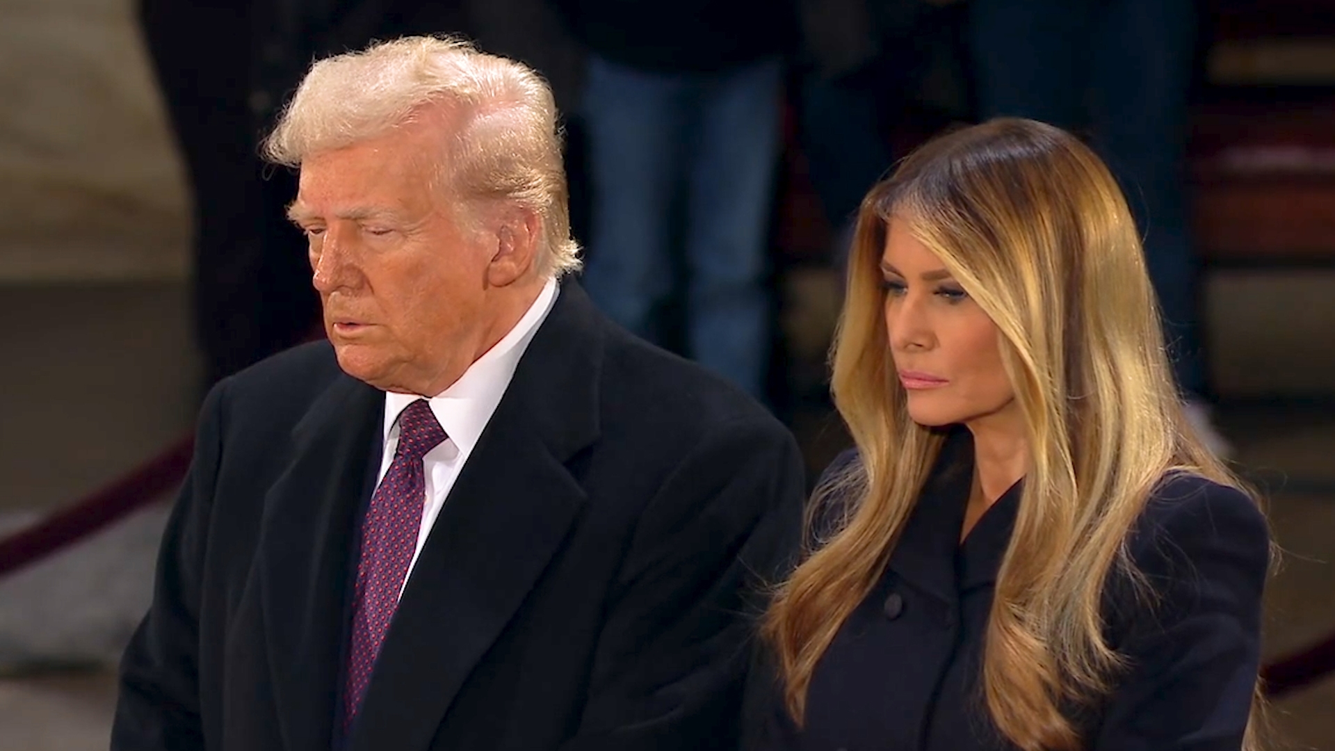 Watch as President-elect Donald Trump and Melania Trump pay their respects to Jimmy Carter in the Capitol Rotunda on Jan. 8, 2025.