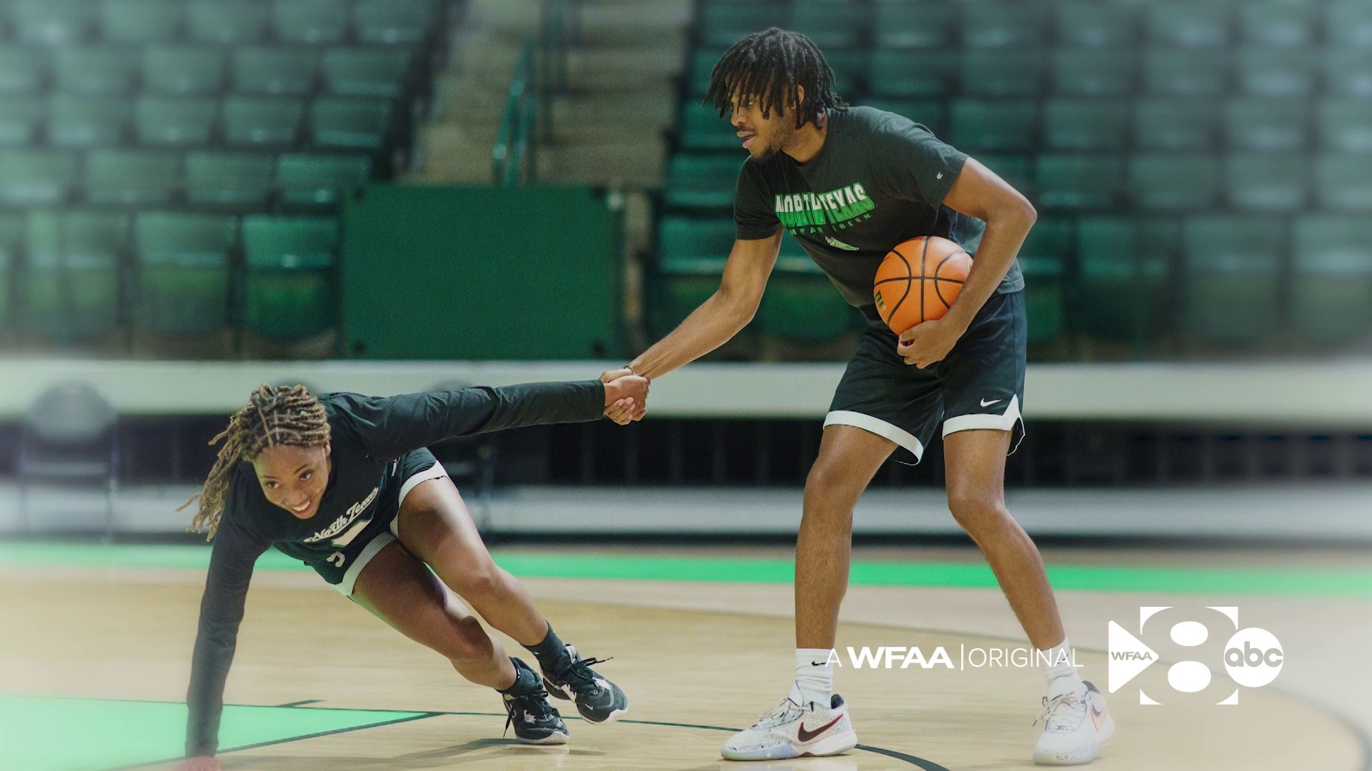 Tributes to Evan Moore are found on UNT-branded shirts with "EMAN" on the back, along with wristbands displaying the hashtag: #LiveLikeEvan.