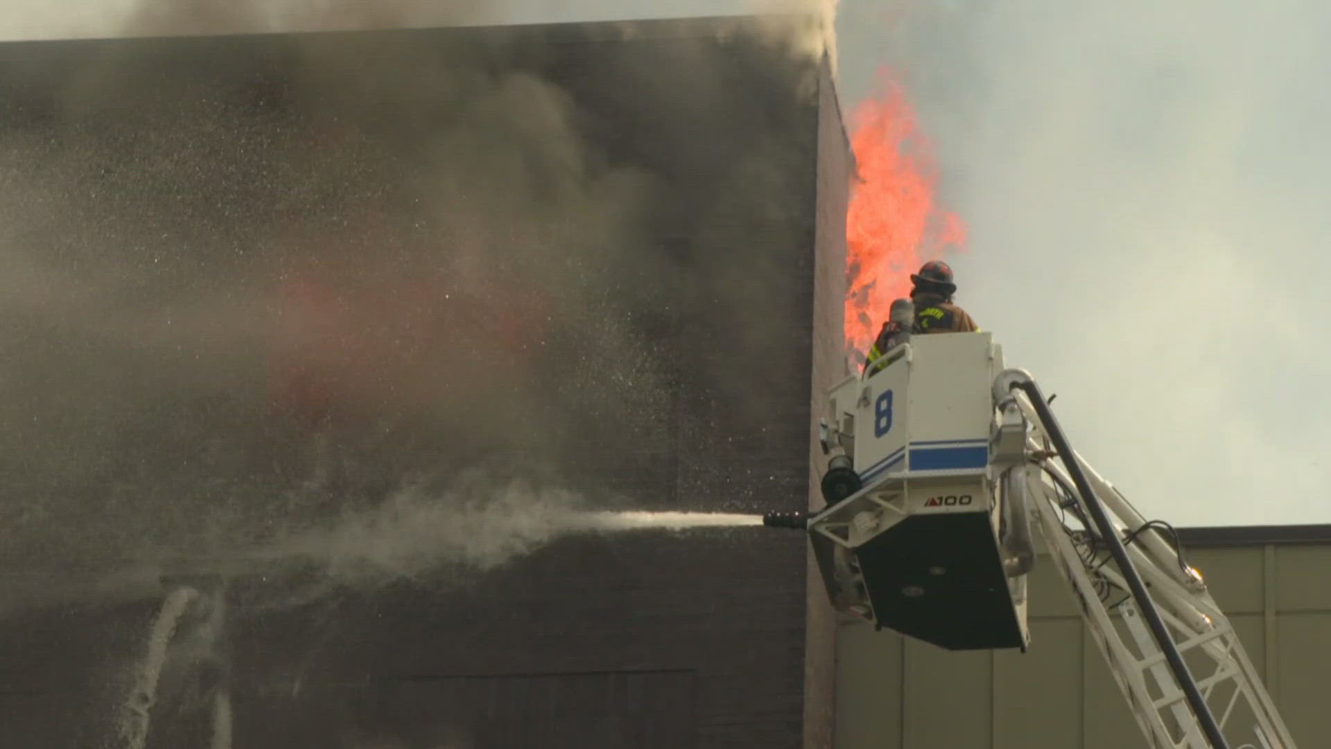 Officials say the fire started on the building's rooftop when the HVAC system erupted in flames.