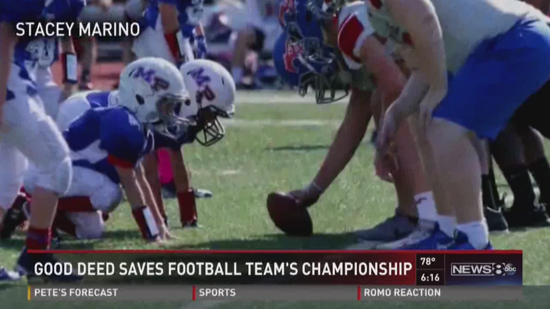 Good deed saves football team's championship