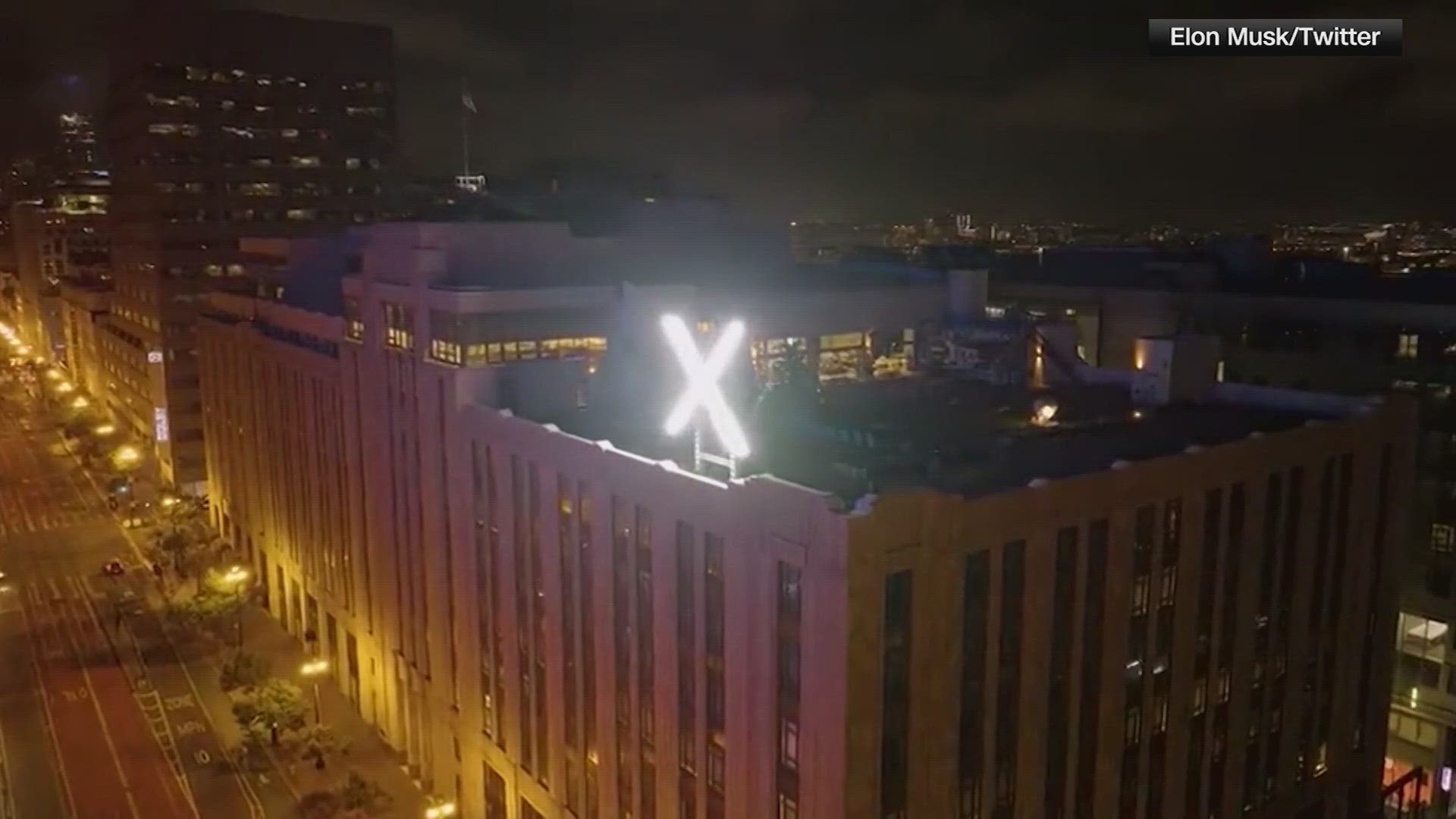 The city of San Francisco had opened a complaint and launched an investigation into the giant “X” sign that was installed Friday on top of the downtown building.