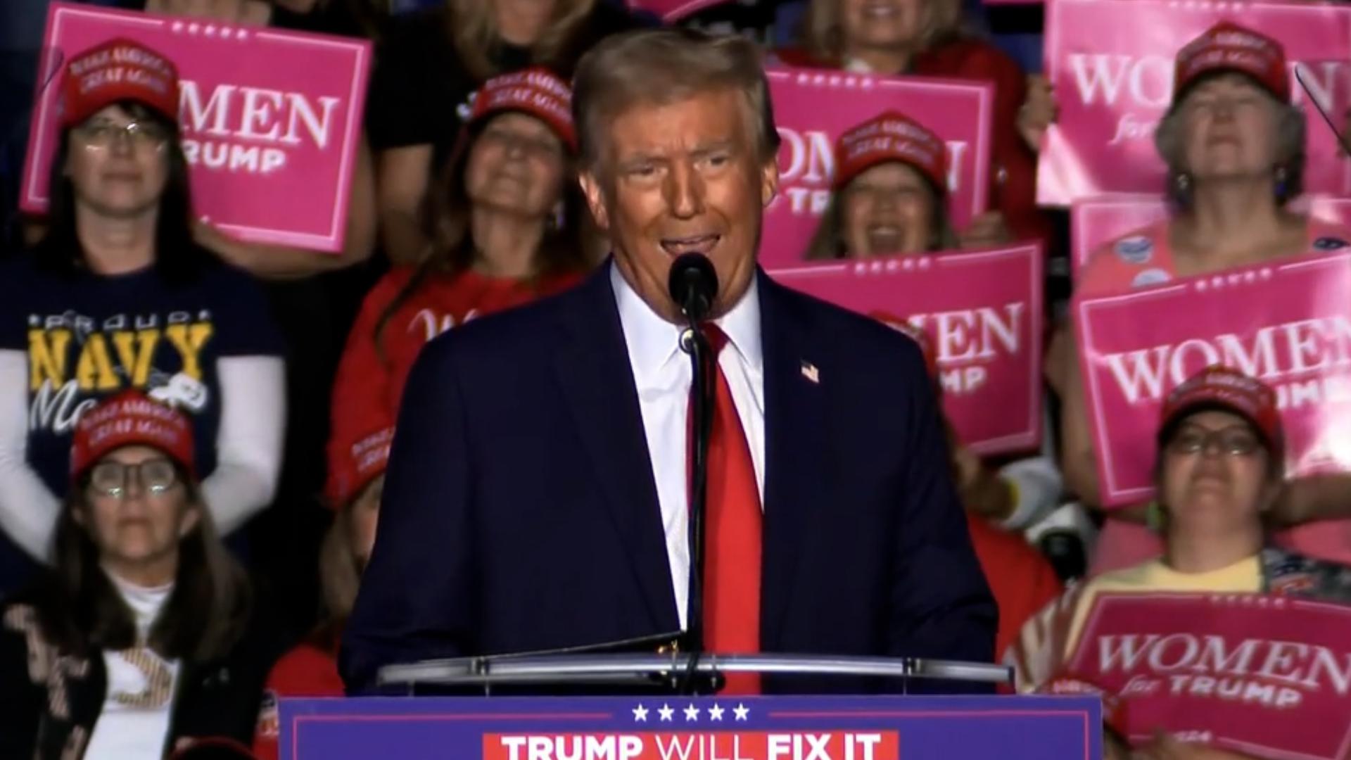 Former President Donald Trump delivered remarks at a campaign rally in Reading, Pennsylvania, on November 4, 2024, the day before Election Day.