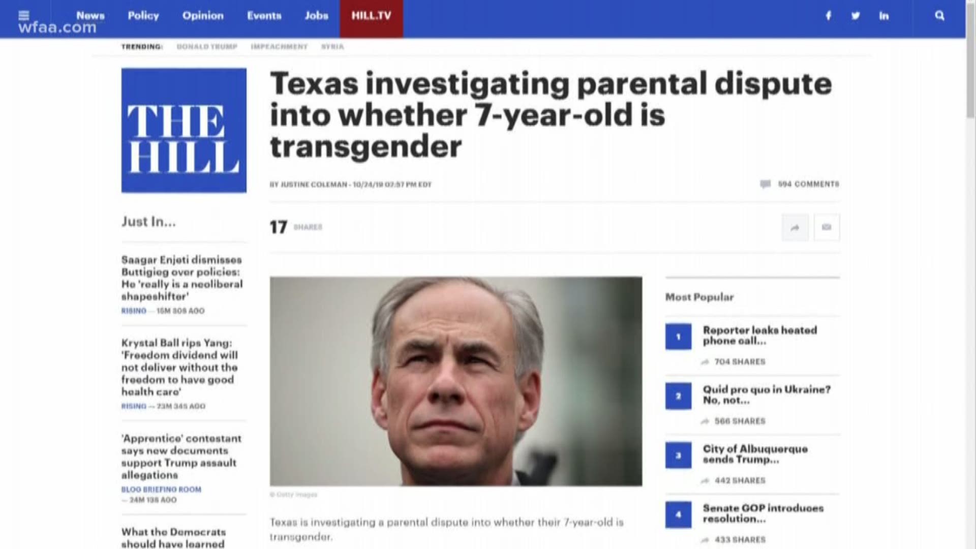 WFAA is not naming the child or his parents to help protect the child's identity.