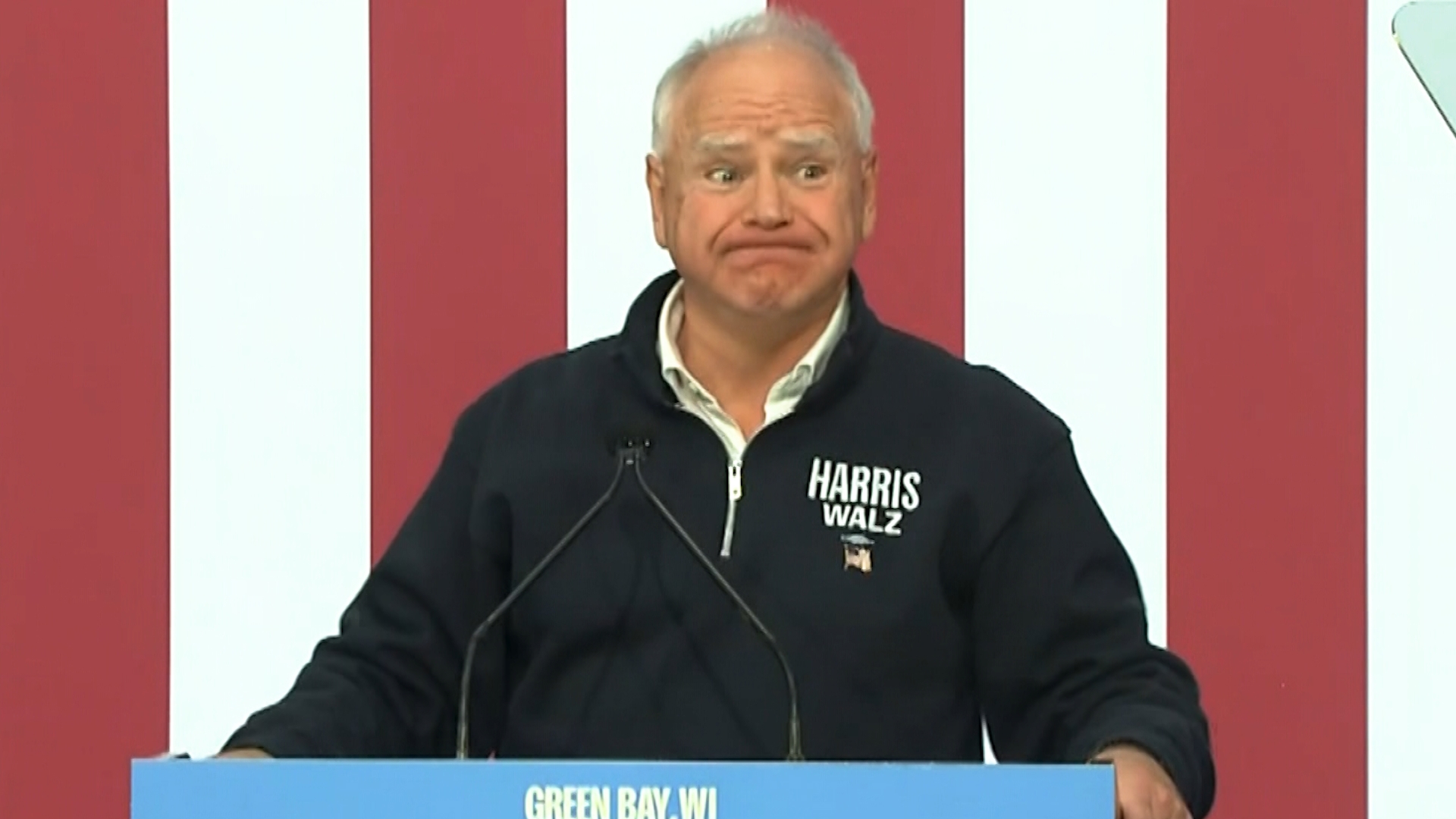 Watch Tim Walz's full speech at a presidential campaign rally in Green Bay, Wisconsin, on October 14, 2024.