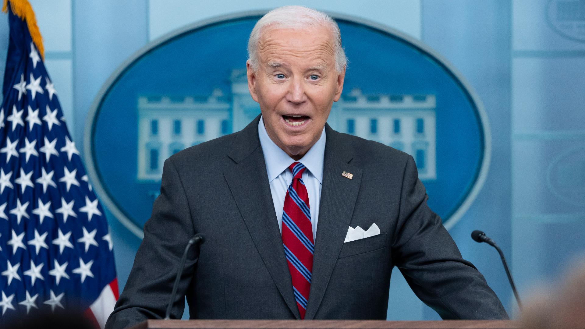 Joe Biden talked to the media during the press briefing on October 4, 2024, at the White House.