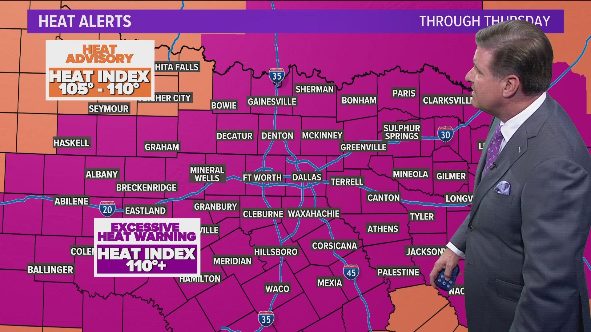 The excessive heat warning continues through Thursday.