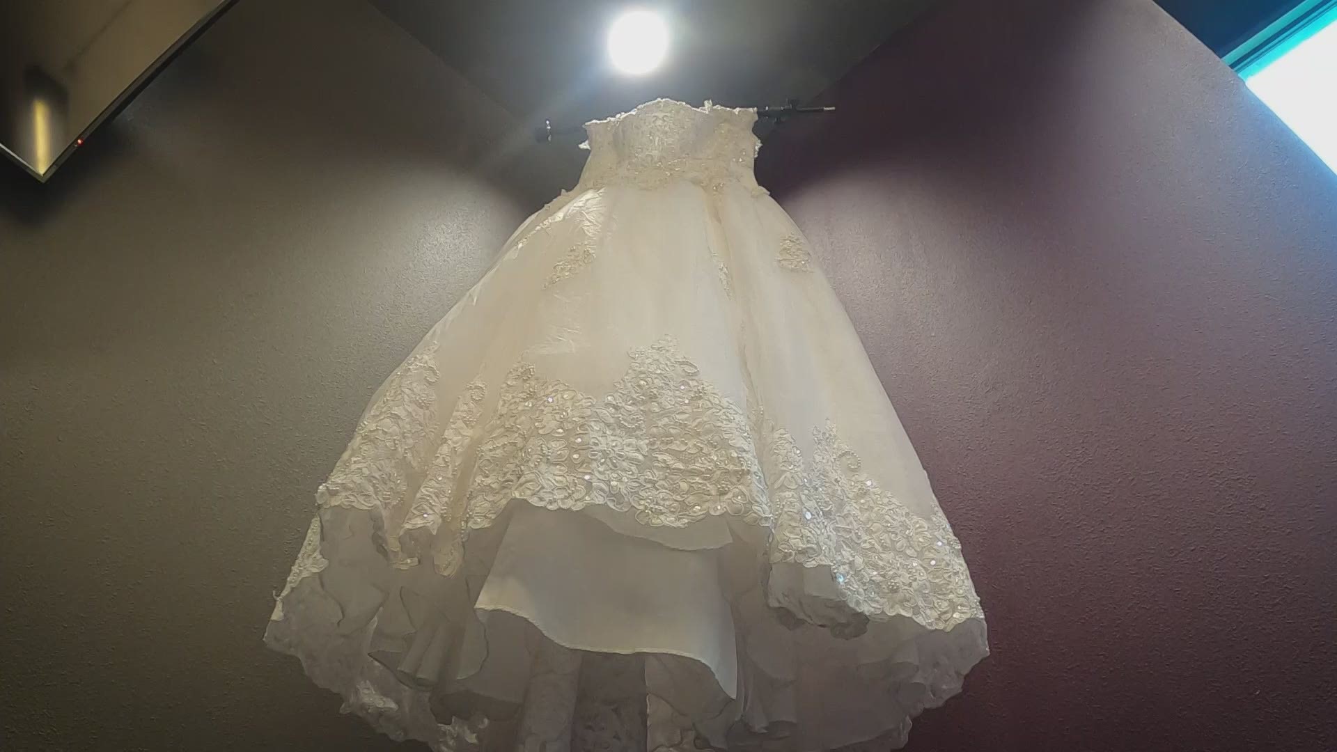 A roadside safety employee came across a box with a wedding dress inside on the southbound side of the Dallas North Tollway late Friday night.