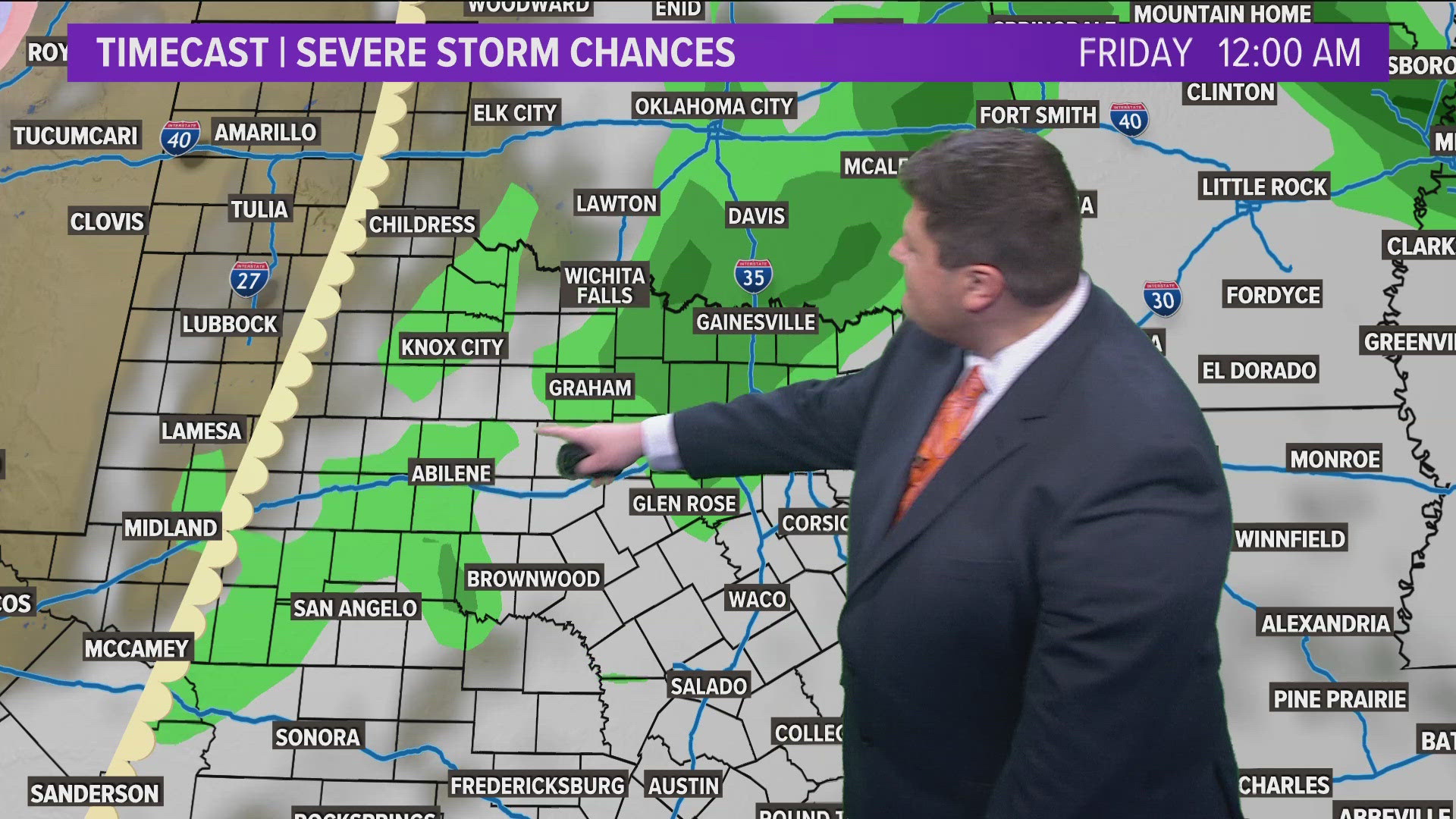 The potential for storms returns Friday morning.