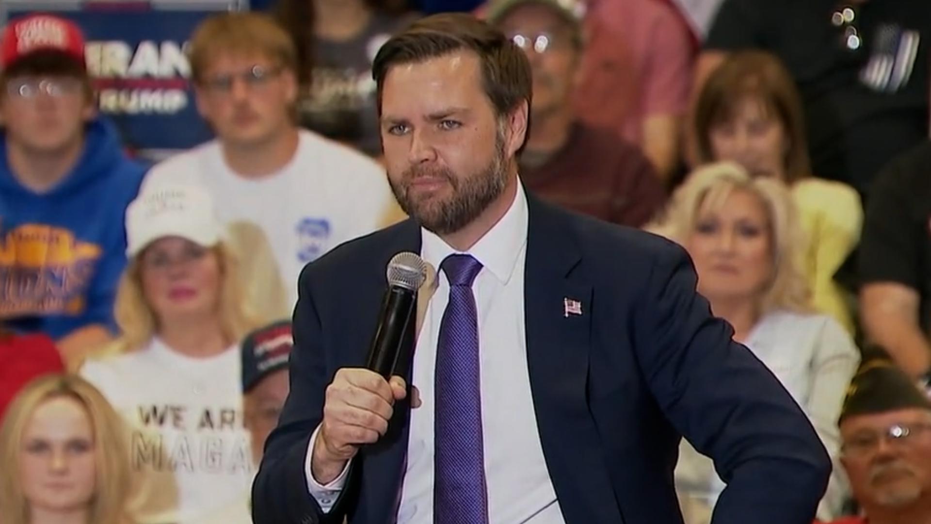 Sen. JD Vance was joined by Tulsi Gabbard during a town hall event for the presidential election in Bedford, Pennsylvania, on October 30, 2024.