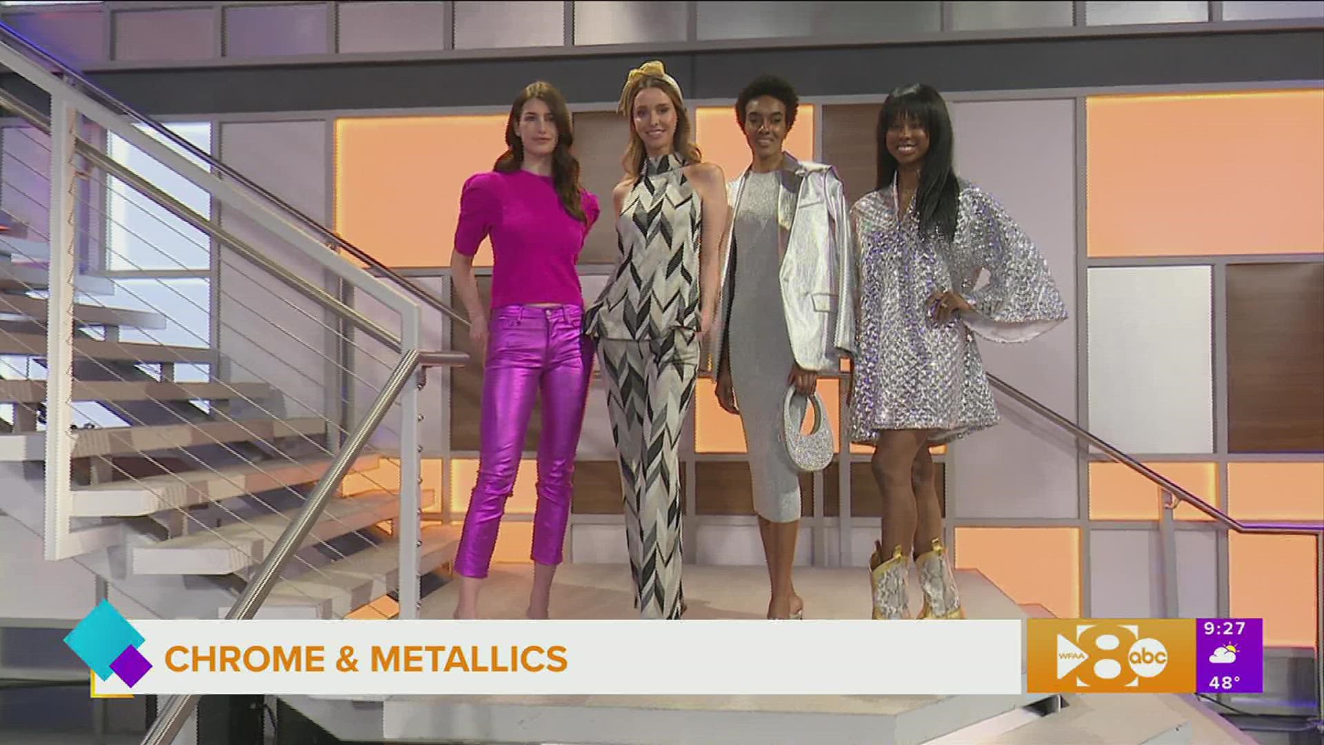 Victoria Snee shows us how to wear chrome and metallic fashions this year. Go to hpvillage.com for more information.