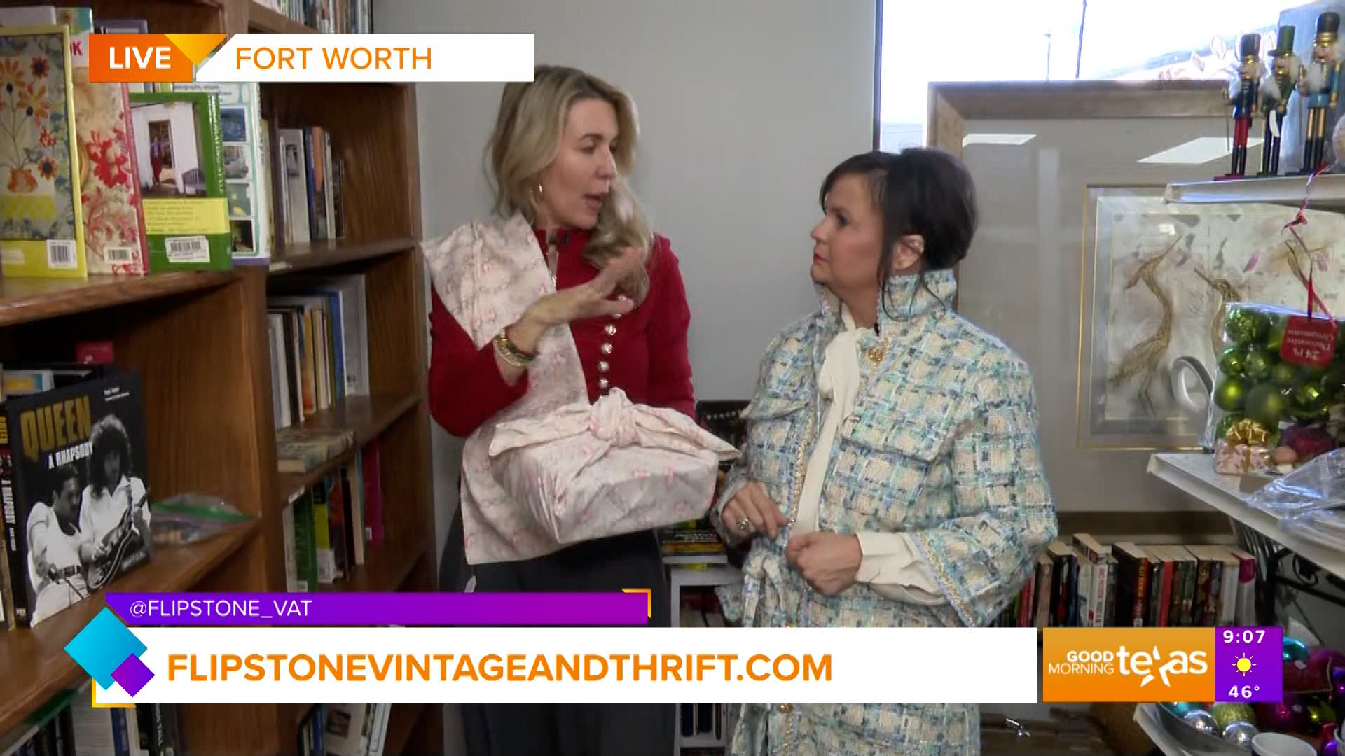 Paige and sustainable Stylist and Designer, Sarah Teresinski, takes us to Flipstone Vintage and Thrift to meet the owner and show us how to thrift for the holidays.