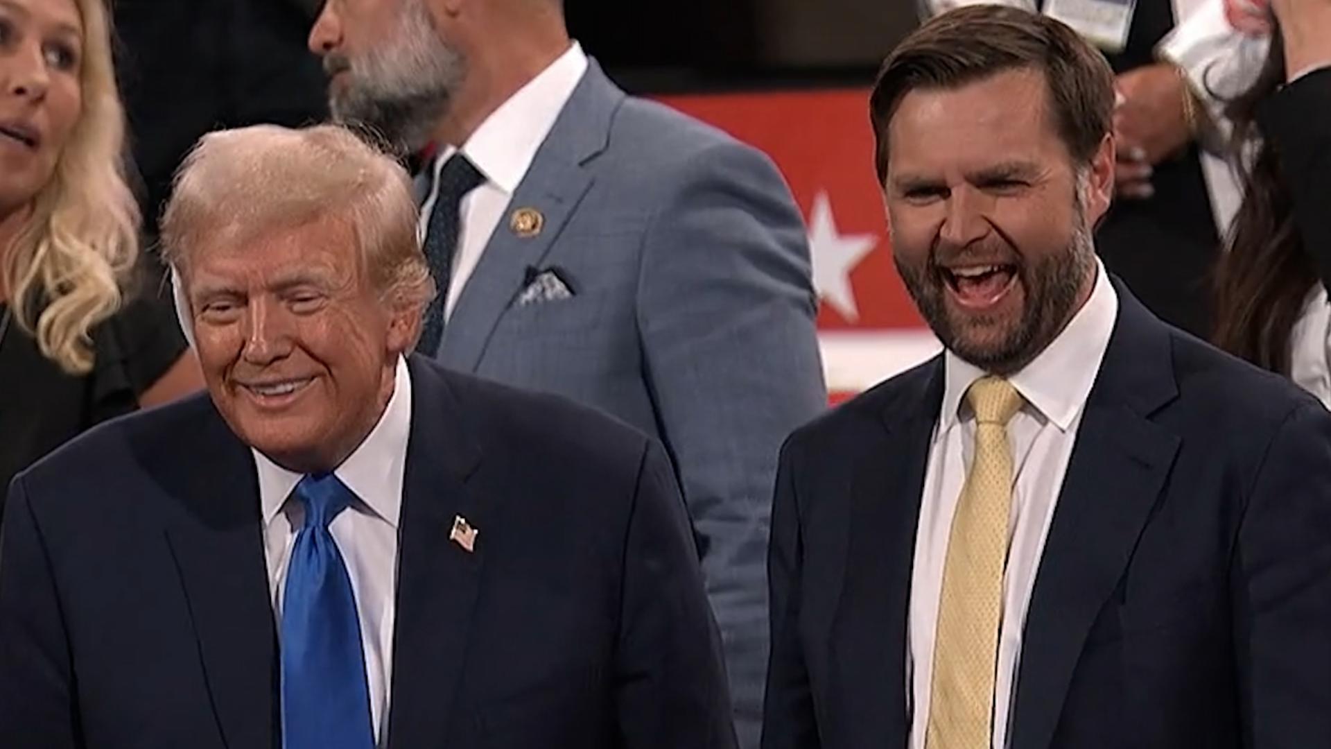 Donald Trump and JD Vance, the presidential and vice presidential candidates for the Republican Party, were seen together at the 2024 Republican National Convention.