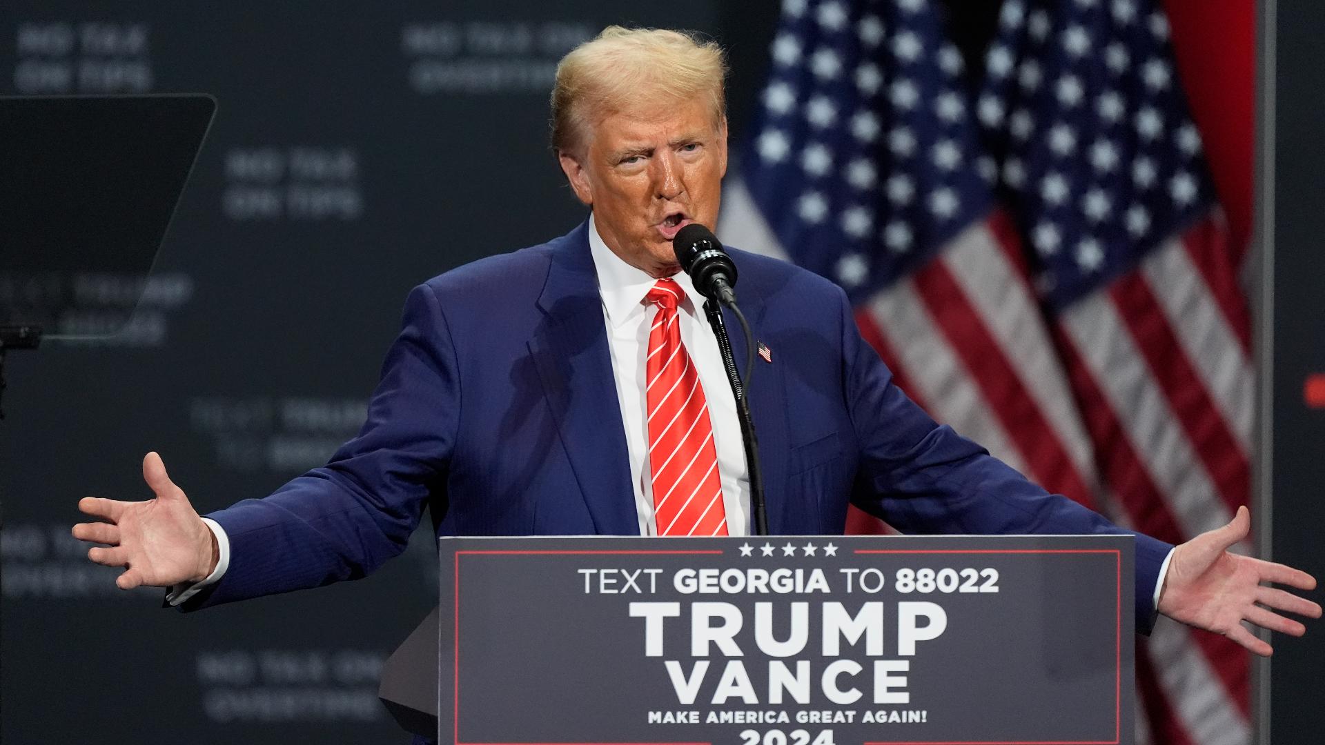 Watch Donald Trump's full speech at a campaign rally at the Cobb Energy Performing Arts Centre in Atlanta, Georgia, on October 15, 2024.