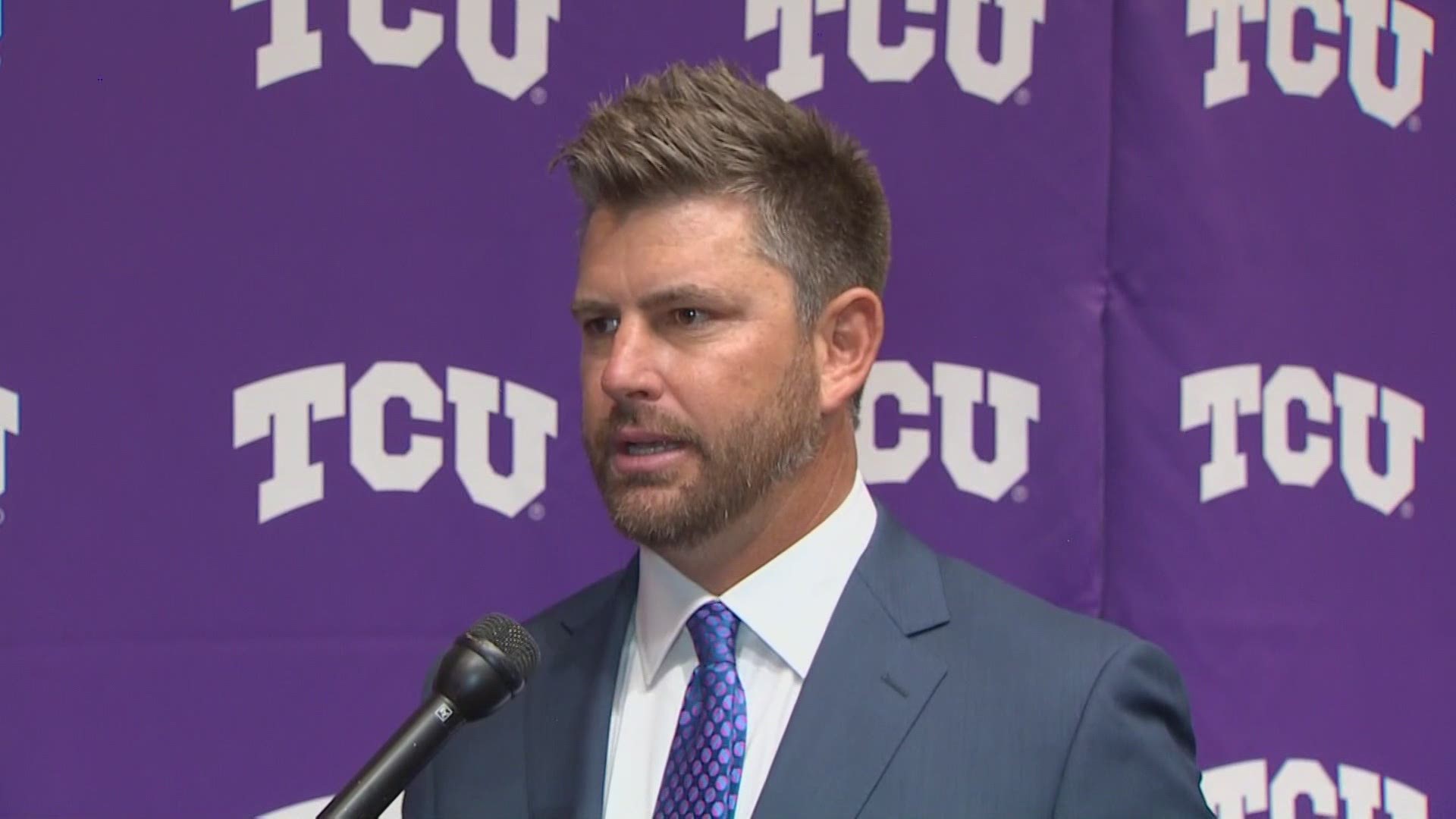 The longtime assistant coach replaces Jim Schlossnagle, who left his 18-year perch atop the Horned Frogs baseball program to take the job at Texas A&M last week.