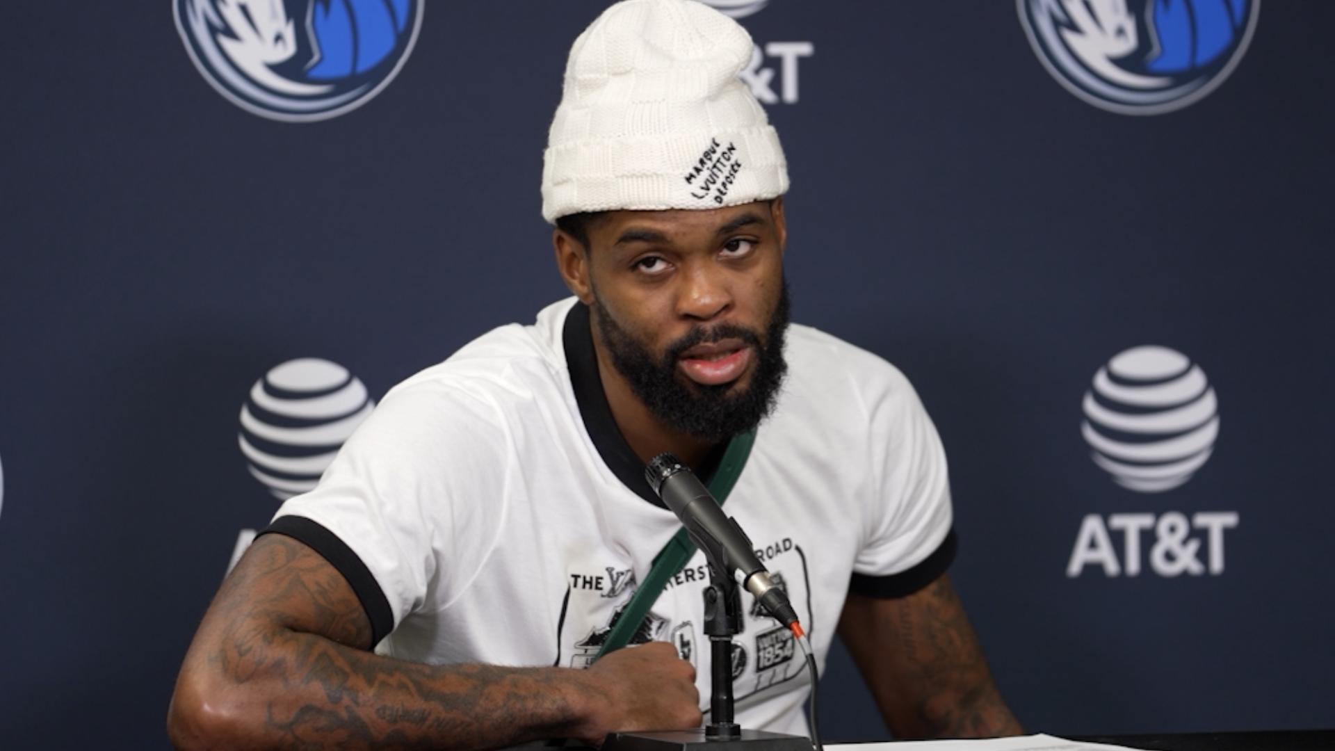 Dallas Mavericks forward Naji Marshall spoke to the media after a Sunday night loss to the Miami Heat on November 24, 2024