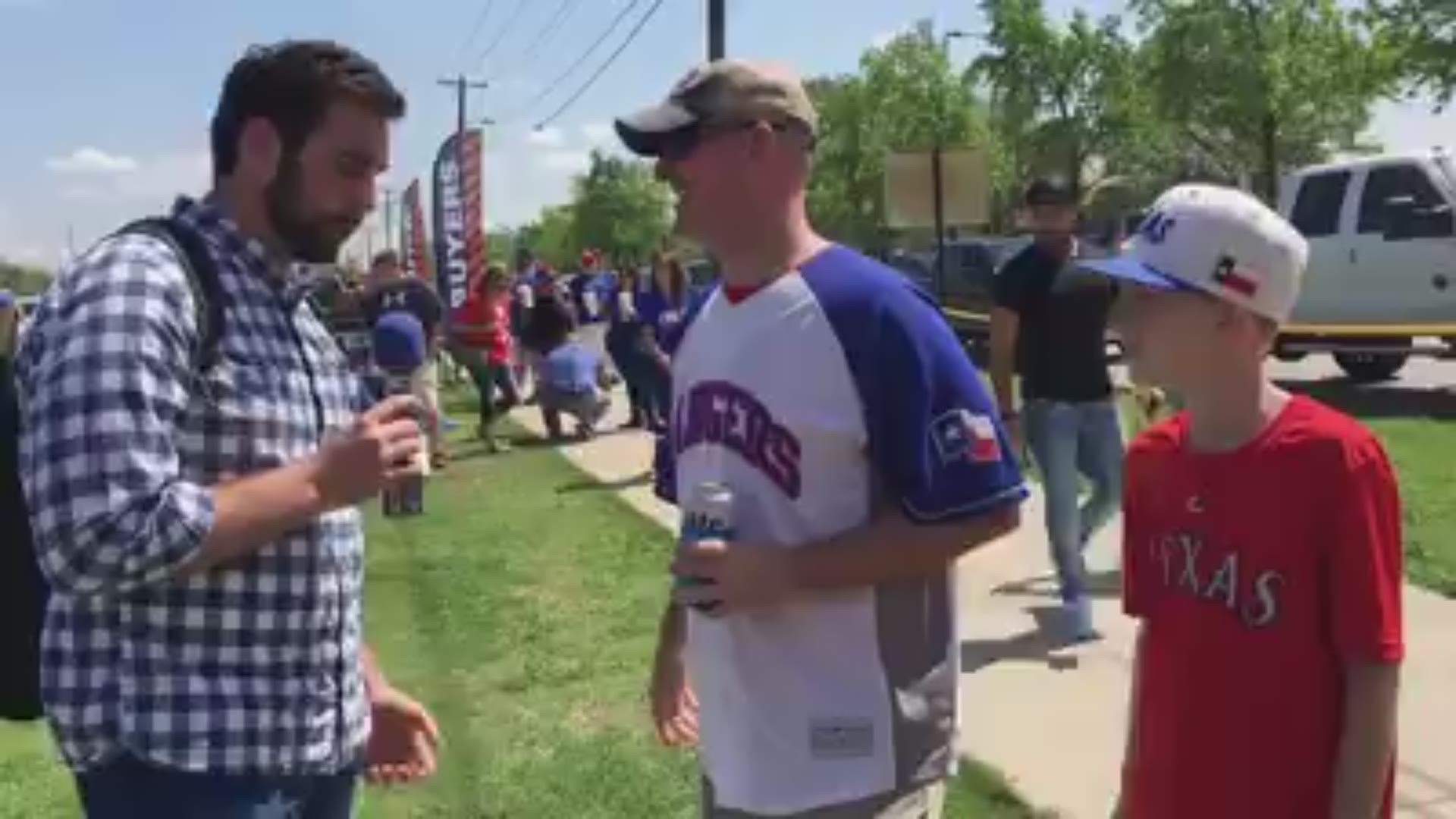 Landon Haaf scoured the crowd outside Globe Life Park at Opening Day. WFAA.com