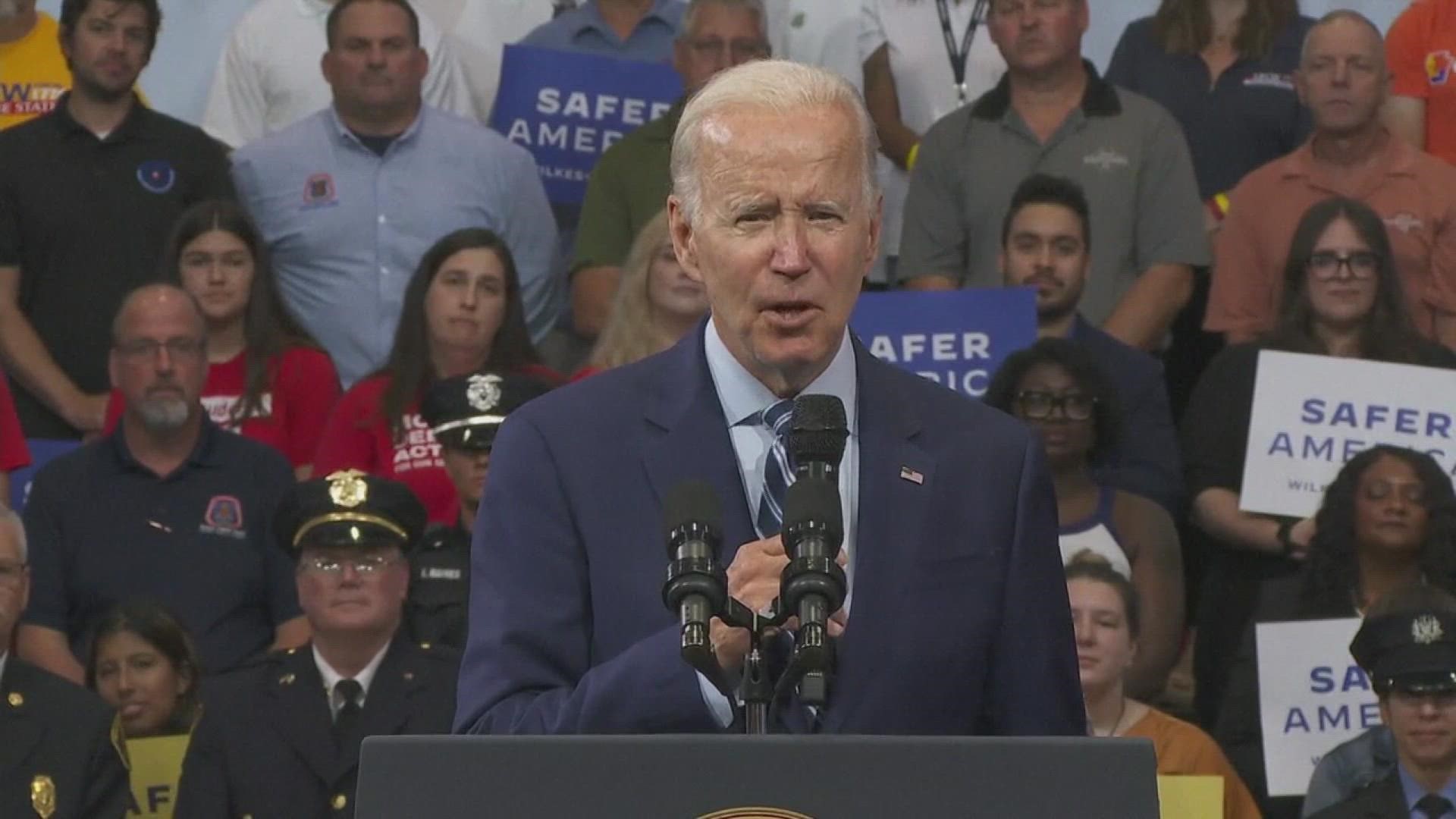 "This has taken too long, too much of a trail of bloodshed and carnage," President Biden said during his address in the battleground state of Pennsylvania.