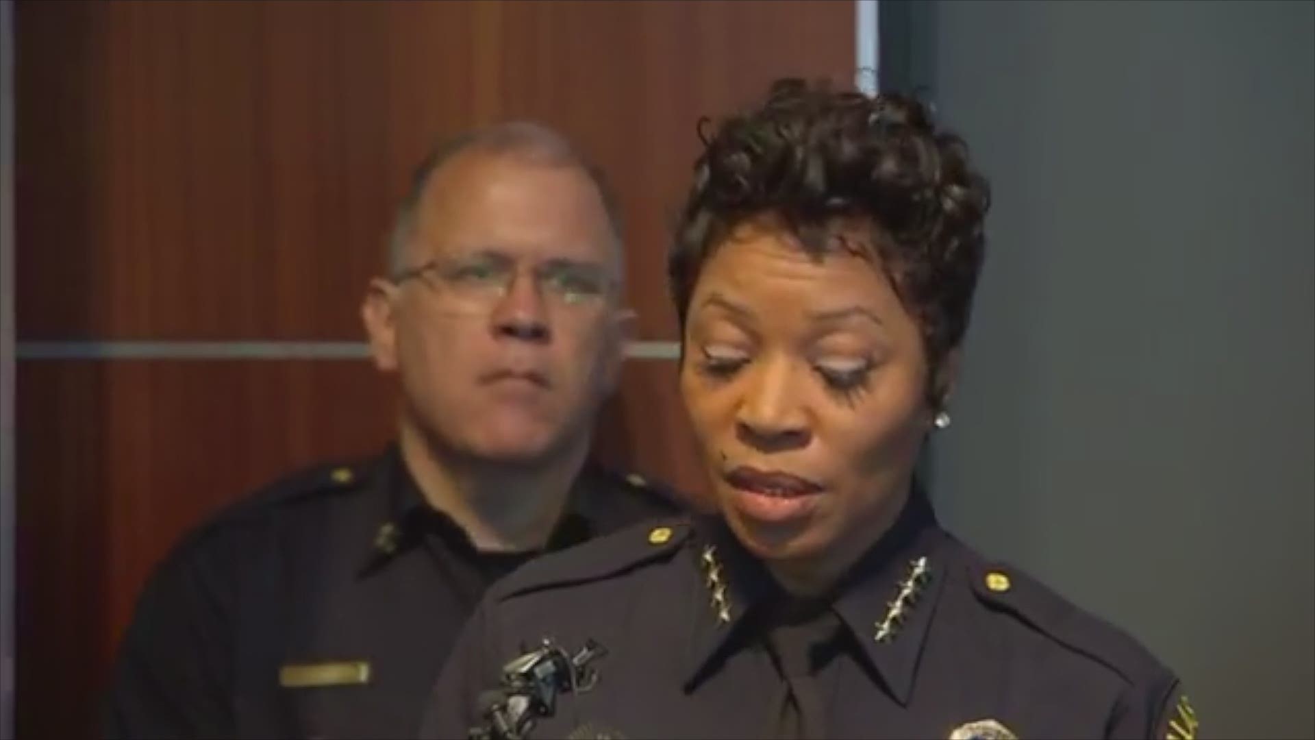 Dallas Police Chief U. Ren�e Hall gives an update after an officer walked into the wrong apartment Thursday night and killed a man inside. WFAA.com