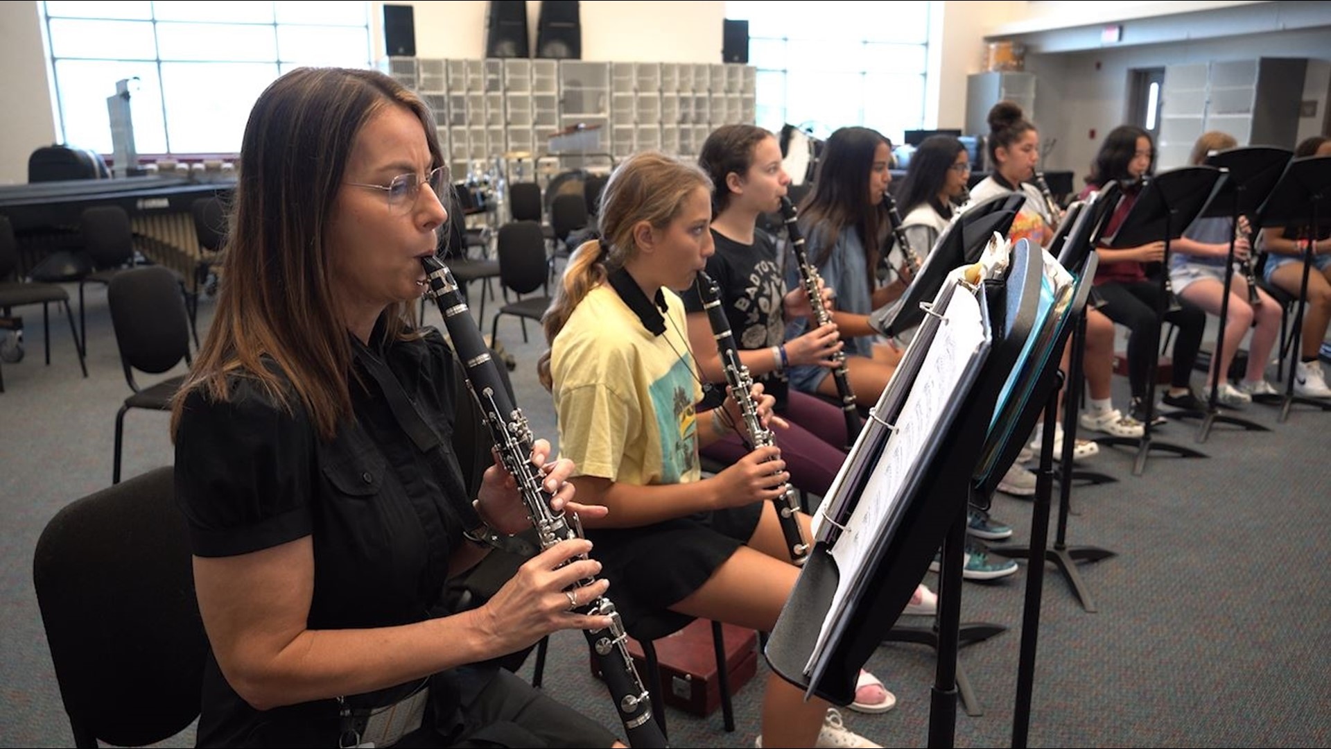 Laura Bell teaches at Stafford Middle School in Frisco. She decided this year she was going to learn to play the clarinet right alongside some of her sixth graders.