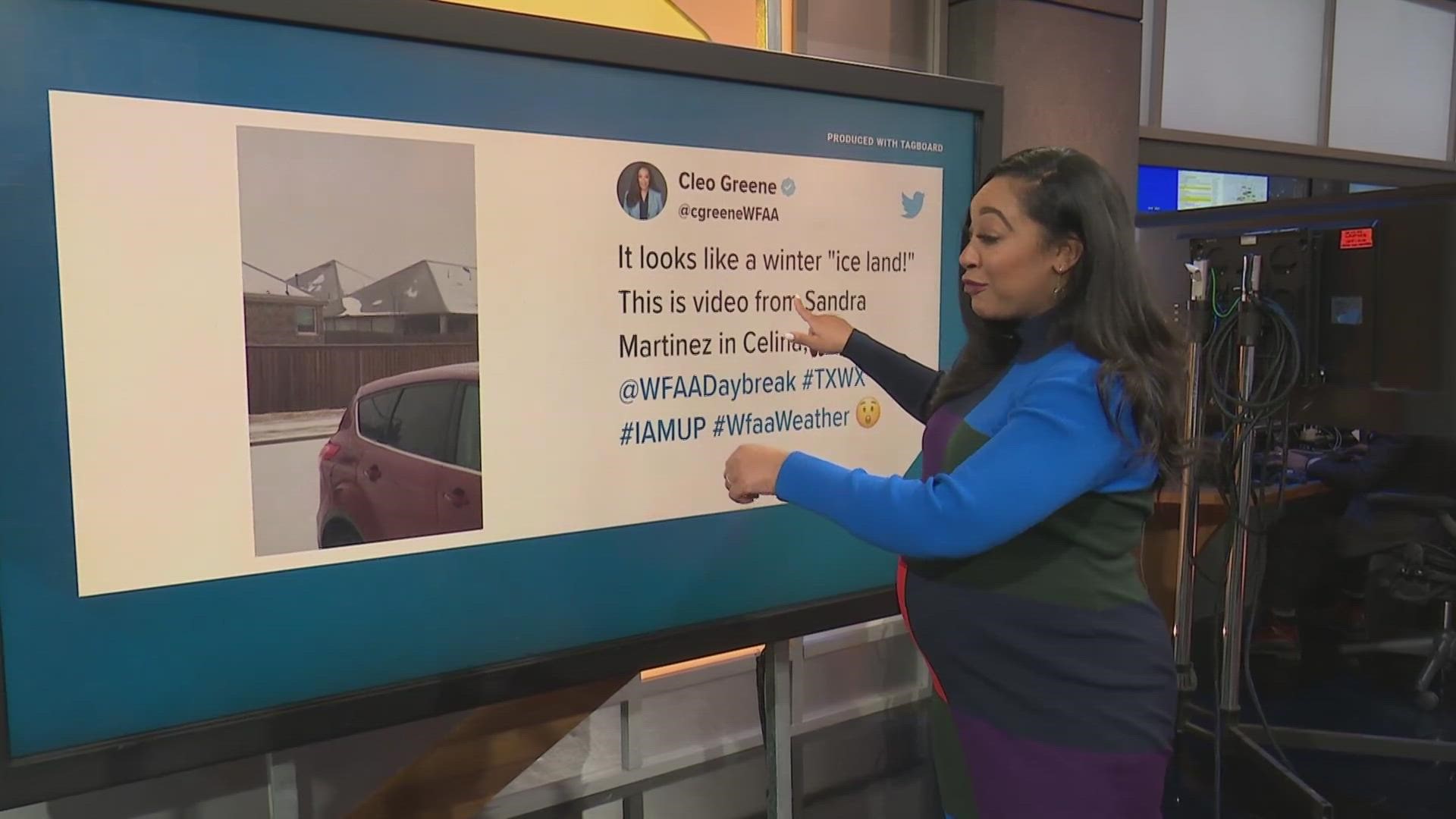 WFAA's Cleo Greene shares some of the viewer content shared with her in connection to the freezing conditions in North Texas.