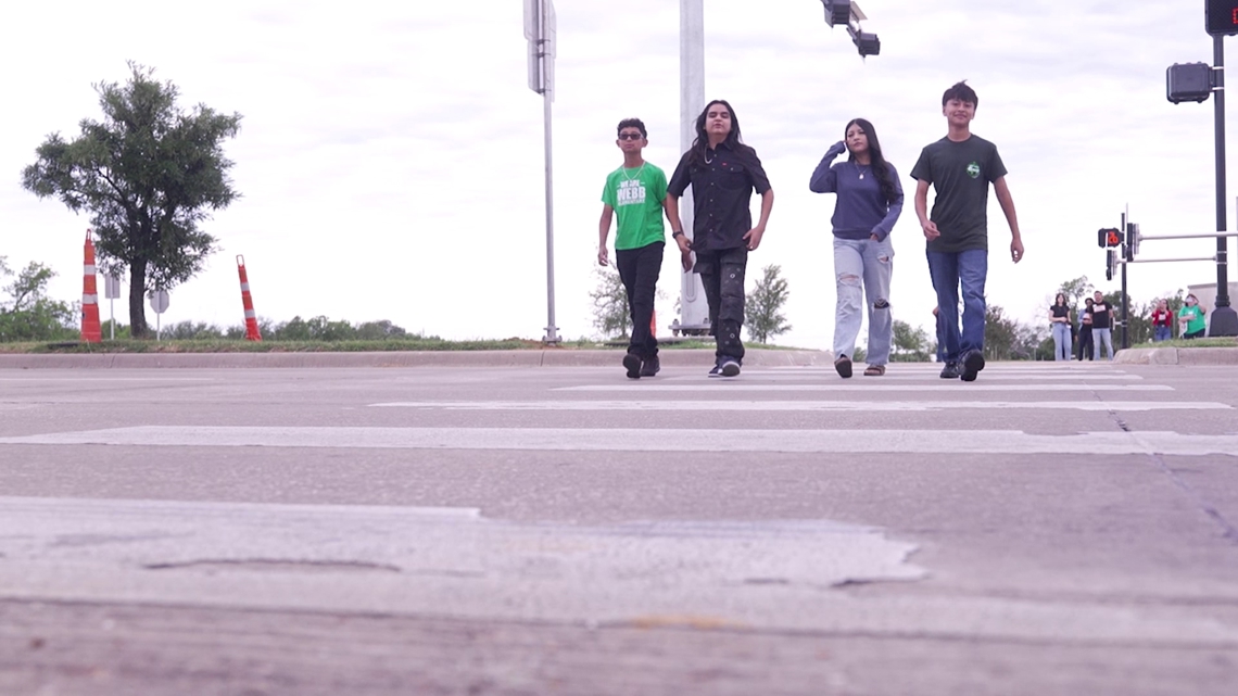 Students' school project leads to a safer crosswalk outside Webb Elementary, with city leaders taking action on a busy street