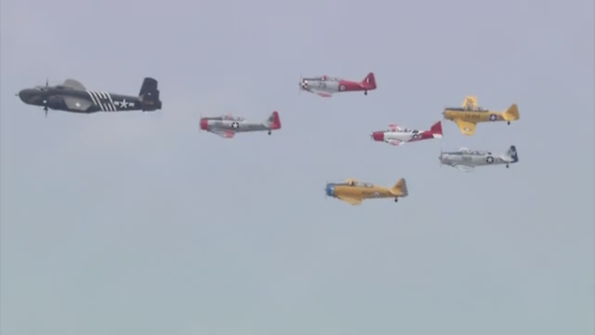 Historic warplanes from Cavanaugh Flight Museum flew over North Texas Friday morning to honor frontline workers of the COVID-19 pandemic.