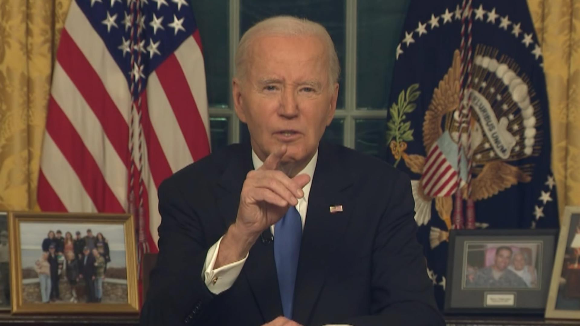 President Joe Biden delivered his farewell address to the nation from the White House's Oval Office in Wash ington D.C. on January 15, 2025.