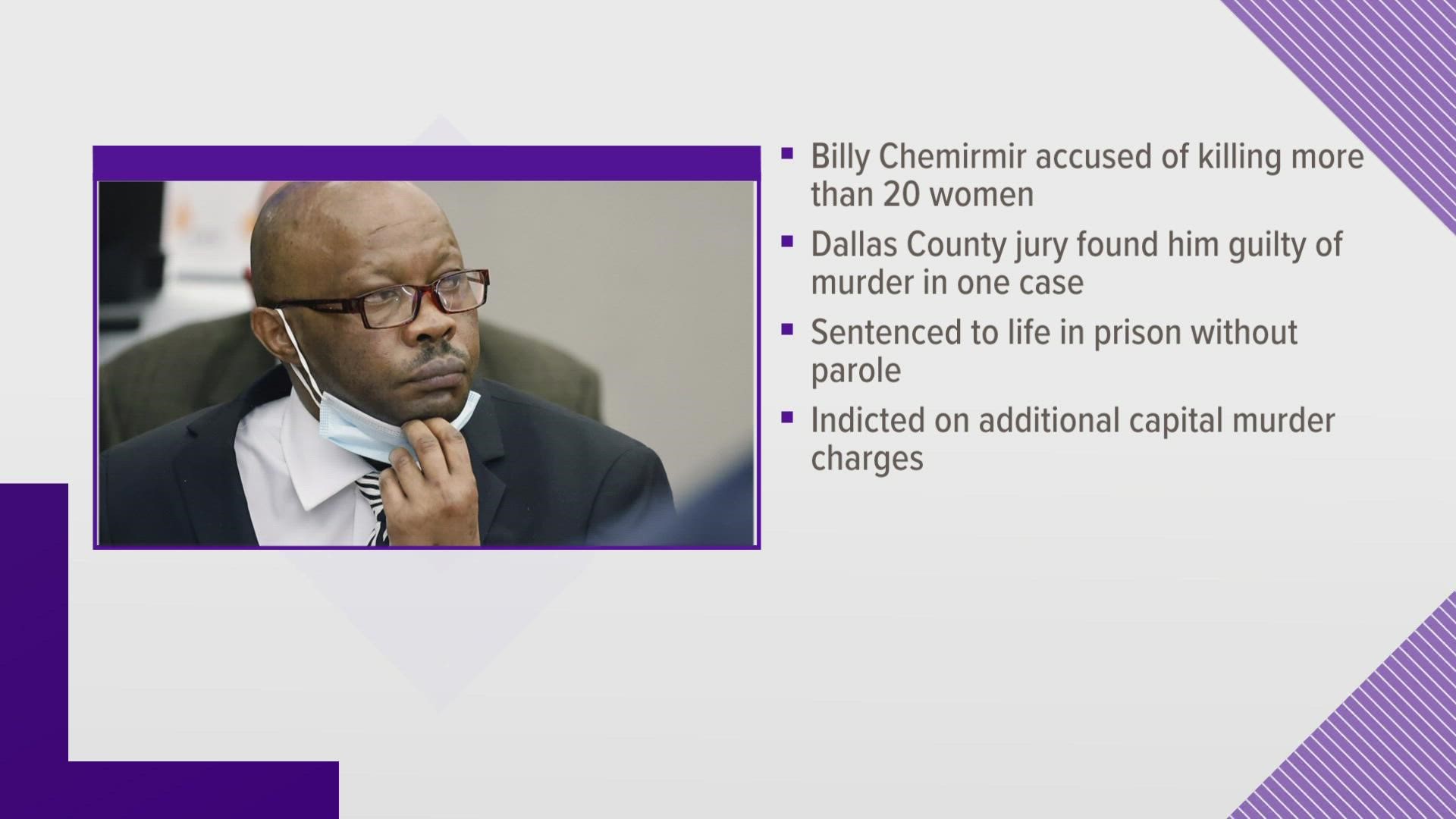 Billy Chemirmir has been charged with killing 22 women in the Dallas area.
