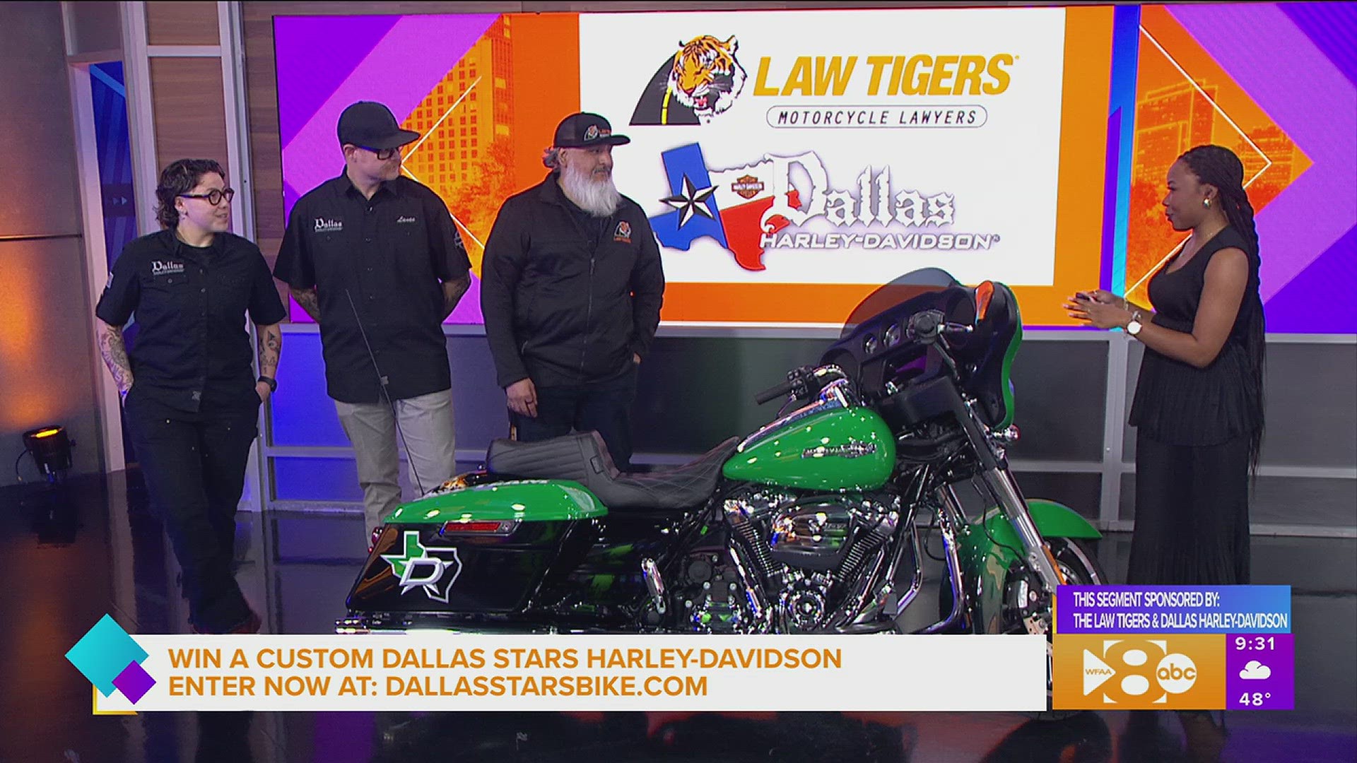 This segment is sponsored by The Law Tigers & Dallas Harley-Davidson. Enter at dallasstarsbike.com for more information.