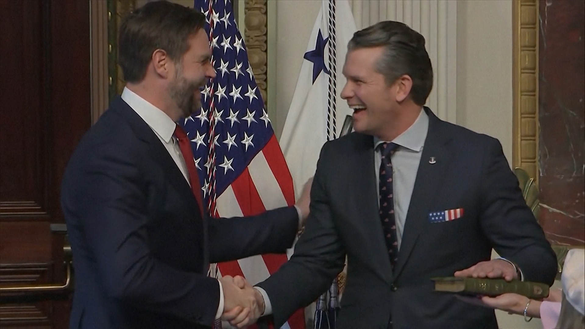 Former FOX News personality Pete Hegseth was sworn in as U.S. Defense Secretary by Vice President JD Vance on January 25, 2025, in Washington D.C.