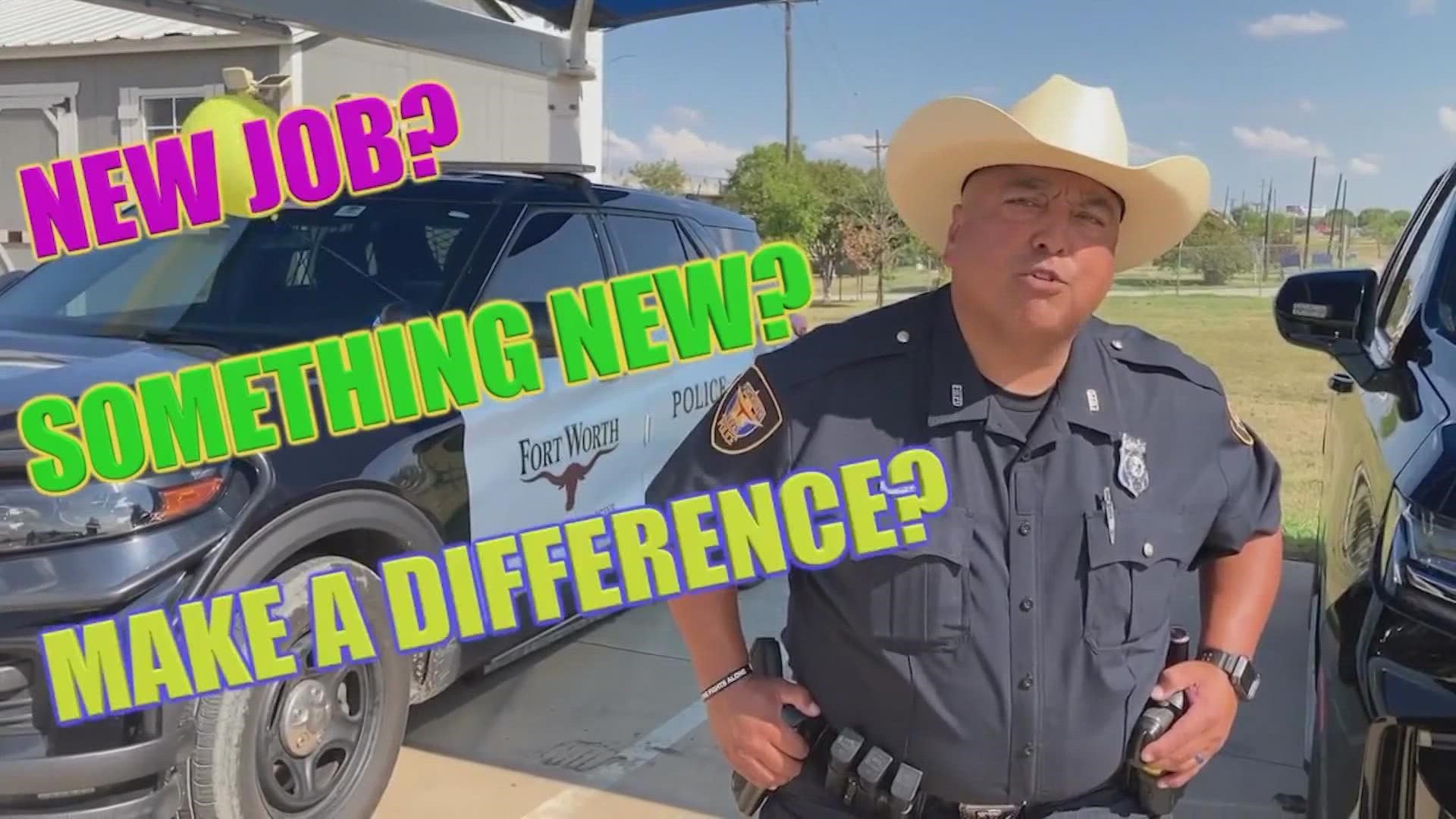 Officer Big B and FWPD took on the classic style of car sales commercials to interest potential recruits.