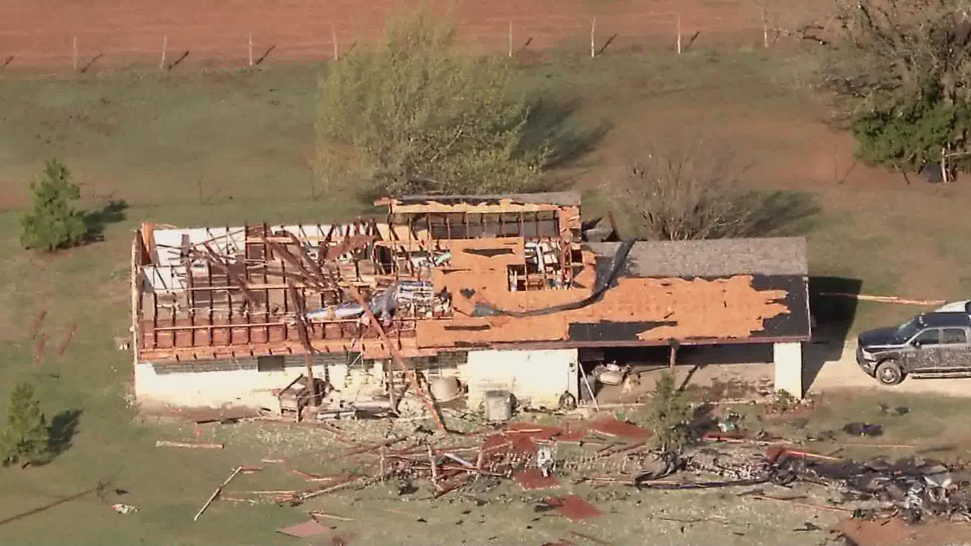 Parts of North Texas are cleaning up after severe storms spawn two tornadoes on Monday.