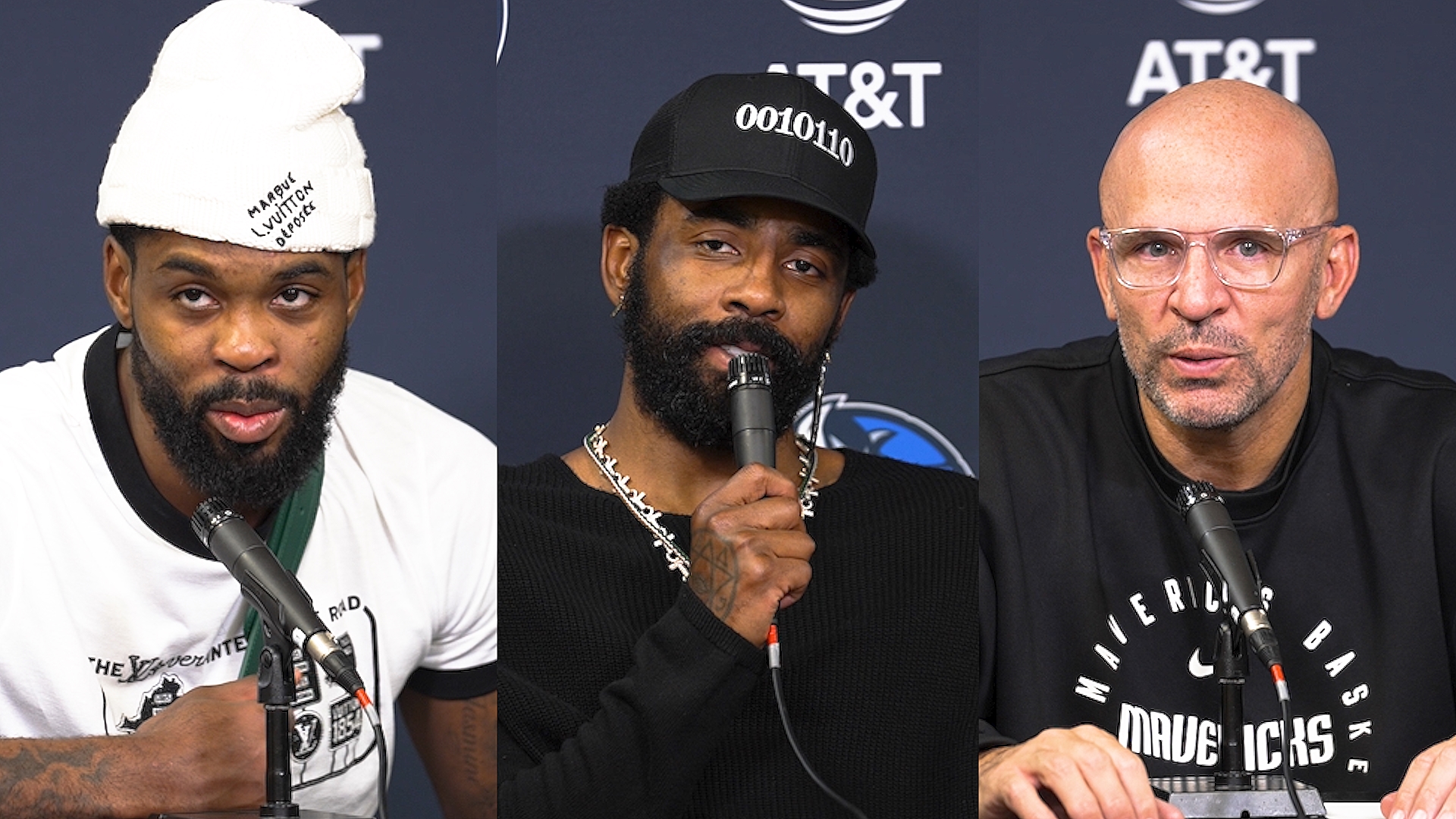 Watch Kyrie Irving, Naji Marshall and Jason Kidd talk during the postgame press conference after the Mavs played the Heat on November 24, 2024.