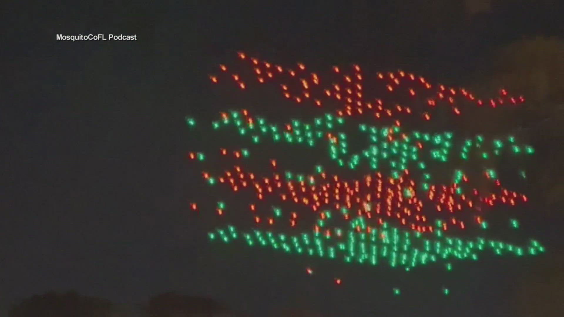 The drone show was put on by North Texas-based Sky Elements Drones.