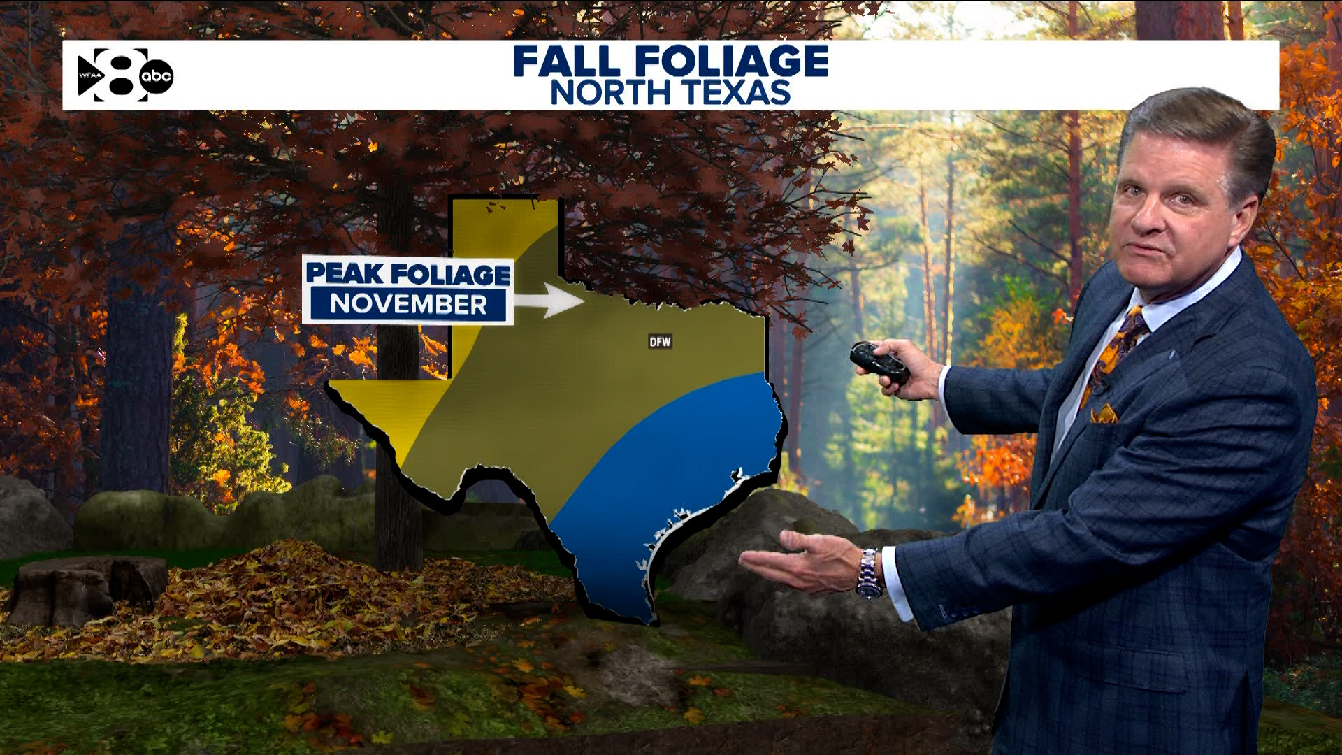 Peak fall foliage is on the way in North Texas. It'll warm up over the weekend, but rain around Thanksgiving will bring in cooler mornings.