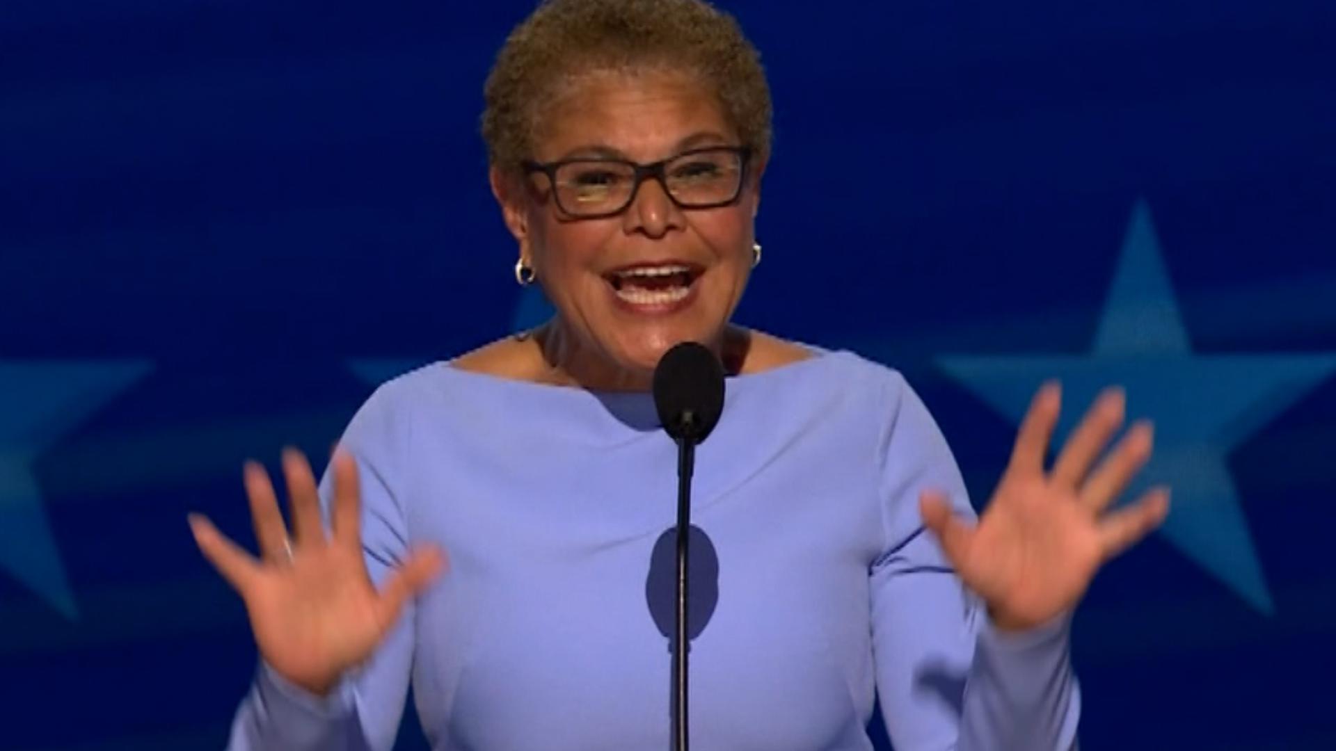 Los Angeles Mayor Karen Bass delivered a full speech on day one of the 2024 Democratic National Convention in Chicago, Illinois.