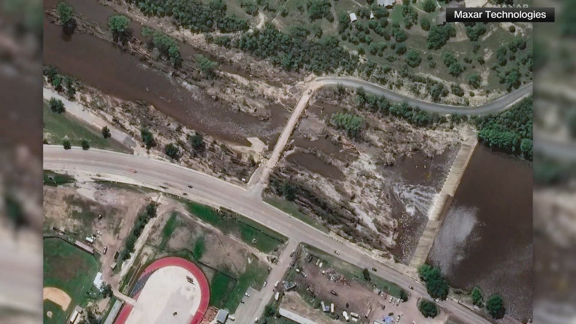 The images were captured before and after the flood. 