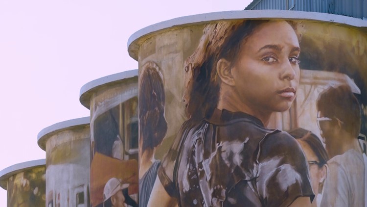 Australian artist who painted McKinney Silos wants people 'to see themselves in it.' For one local teen, it's impossible not to.