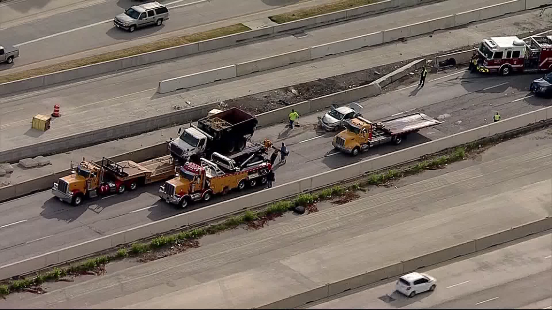 I30 in Arlington closed eastbound due to overturned dump truck