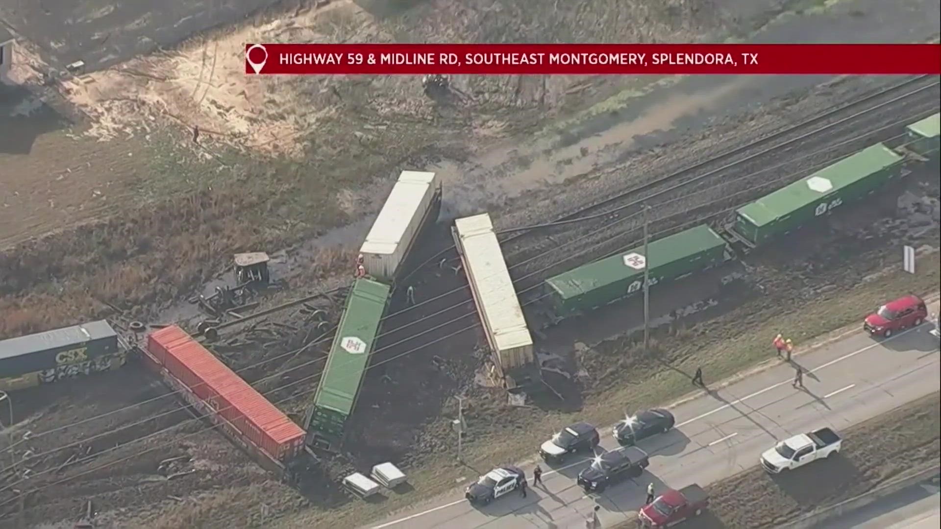 One dead in train derailment north of Houston