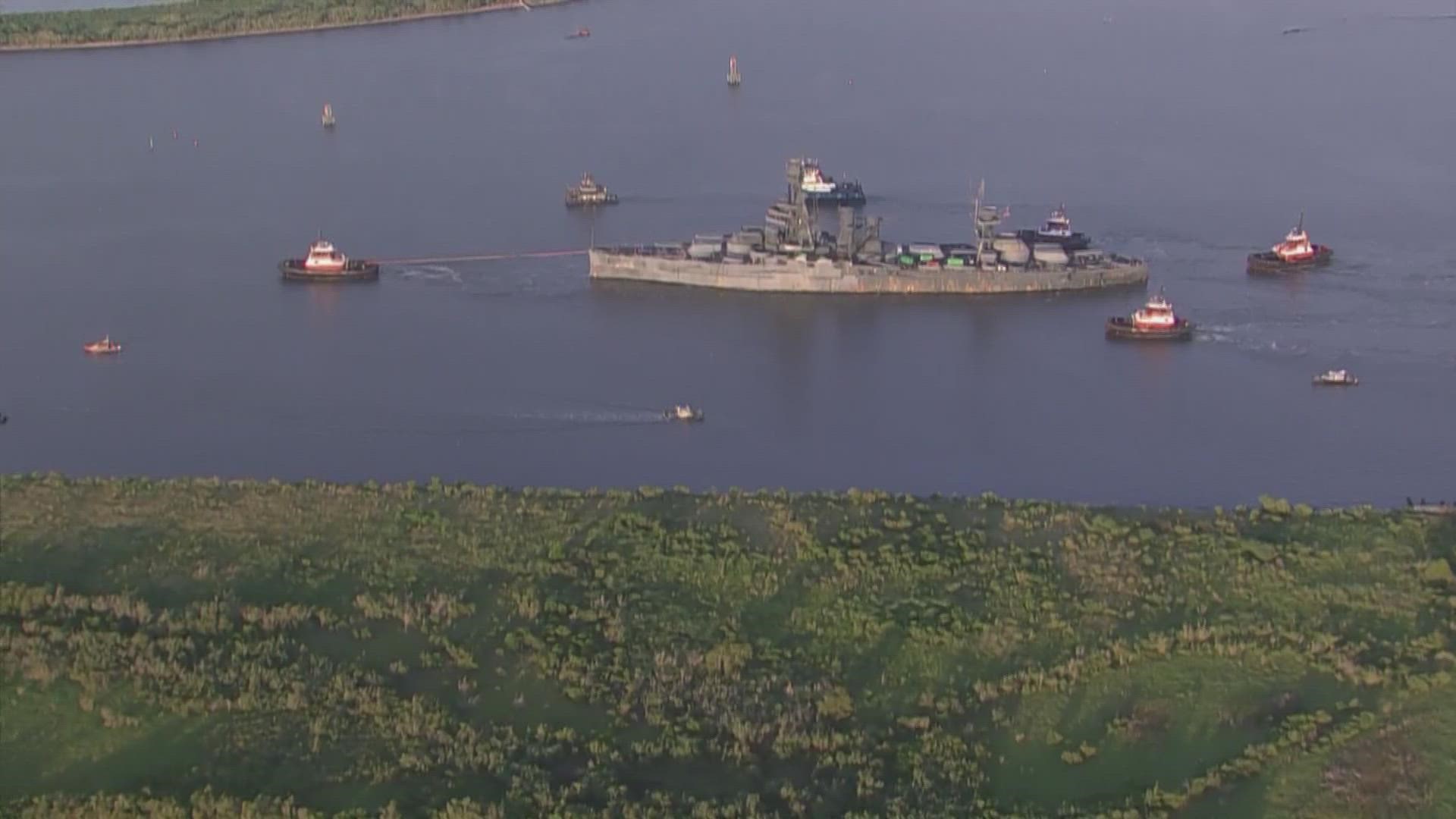 The Battleship Texas is moving to Galveston for repairs. It's the last remaining battleship that served in both World Wars.