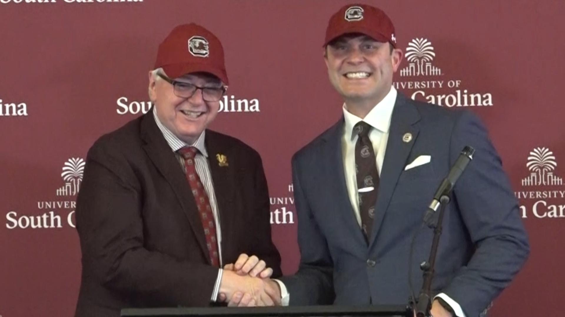 Former TCU Athletic Director Jeremiah Donati took the same job at the University of South Carolina, giving a full speech at his introductory press conference.