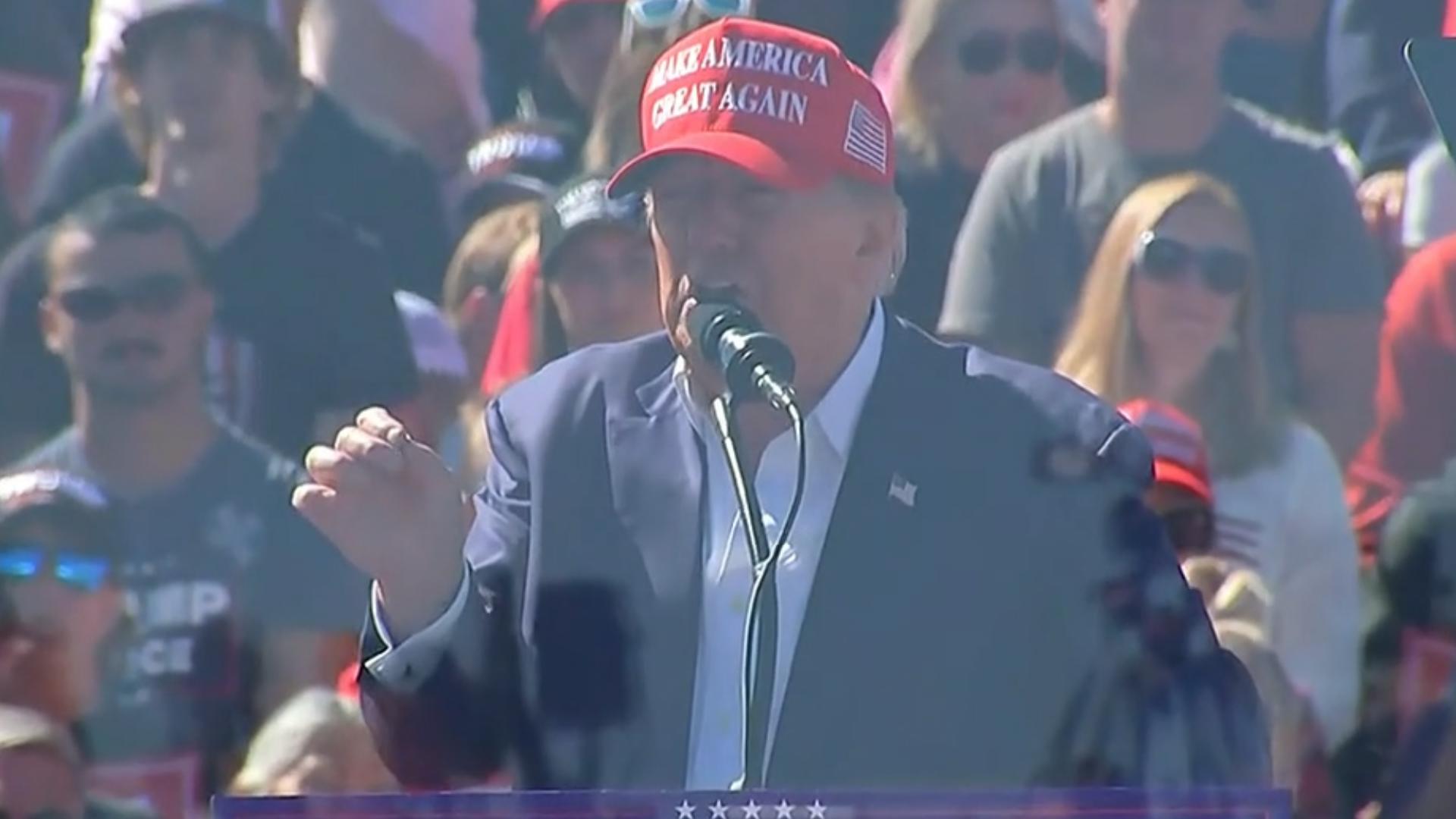 Former President Donald Trump delivered remarks at a campaign rally in Mosinee, Wisconsin, on September 7, 2024.