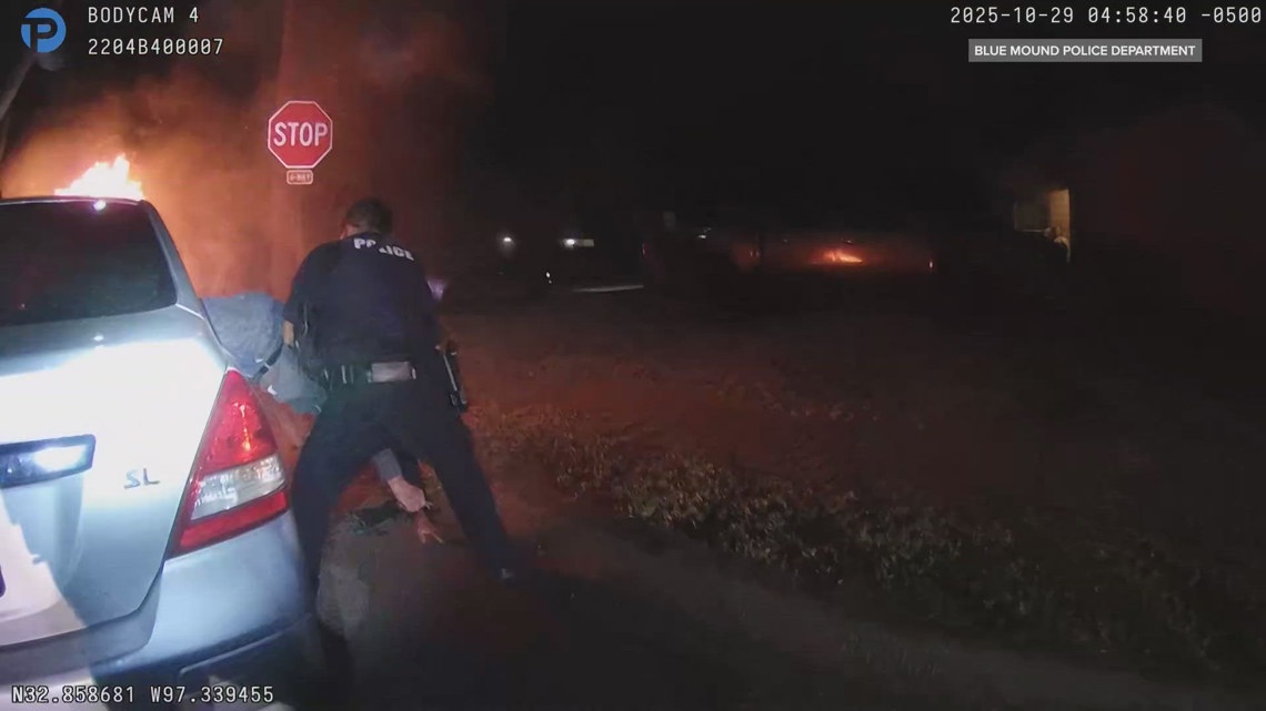 Life-saving actions caught on camera as police save man from a burning ...