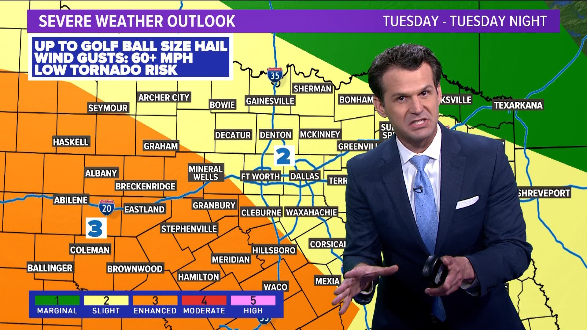 WFAA meteorologist Kyle Roberts provides a weather update for the North Texas area on May 27, 2024.