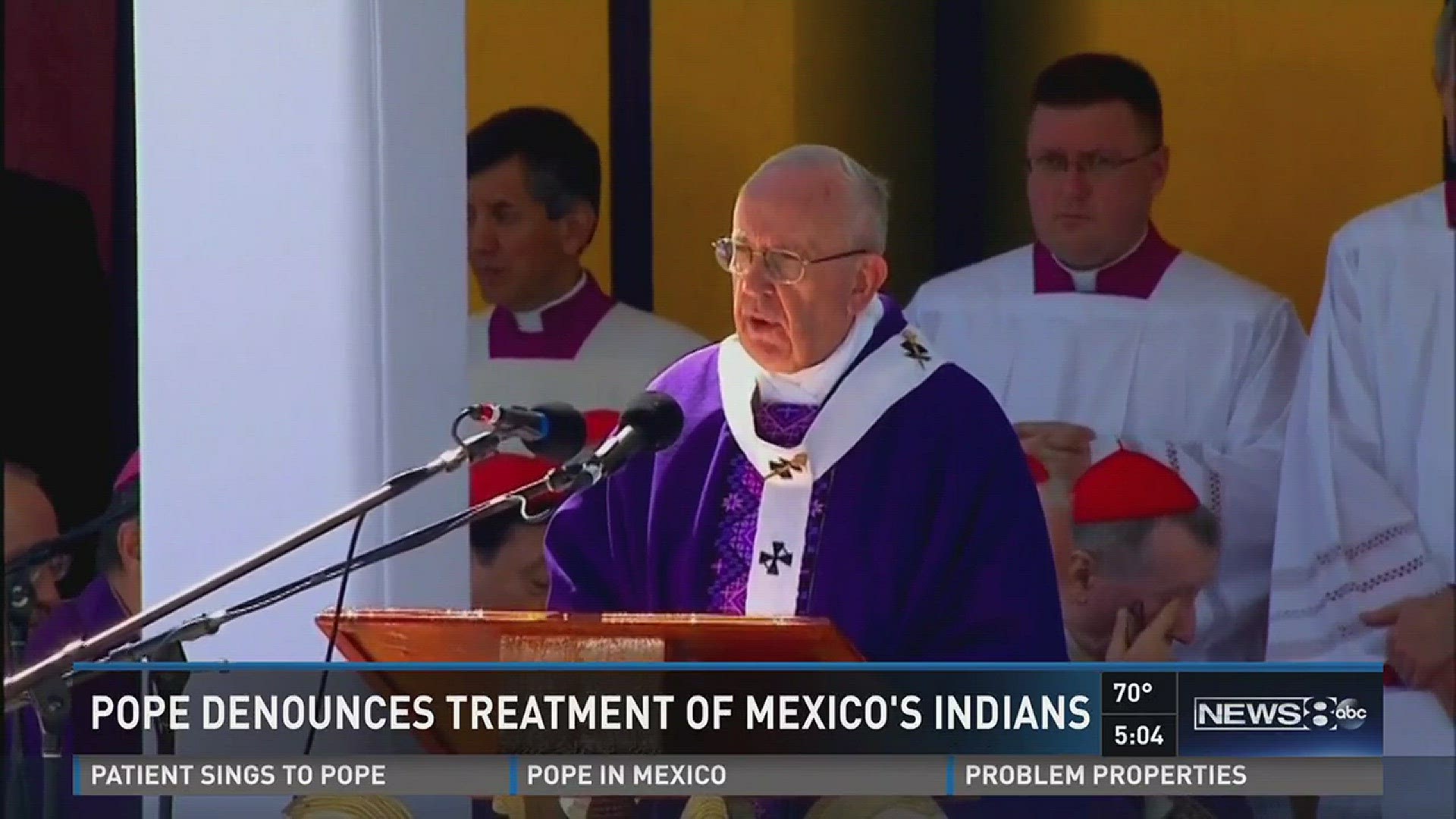 On the third day of his visit to Mexico, Pope Francis met with families, held an outdoor mass, and listened to a young cancer patient sing.