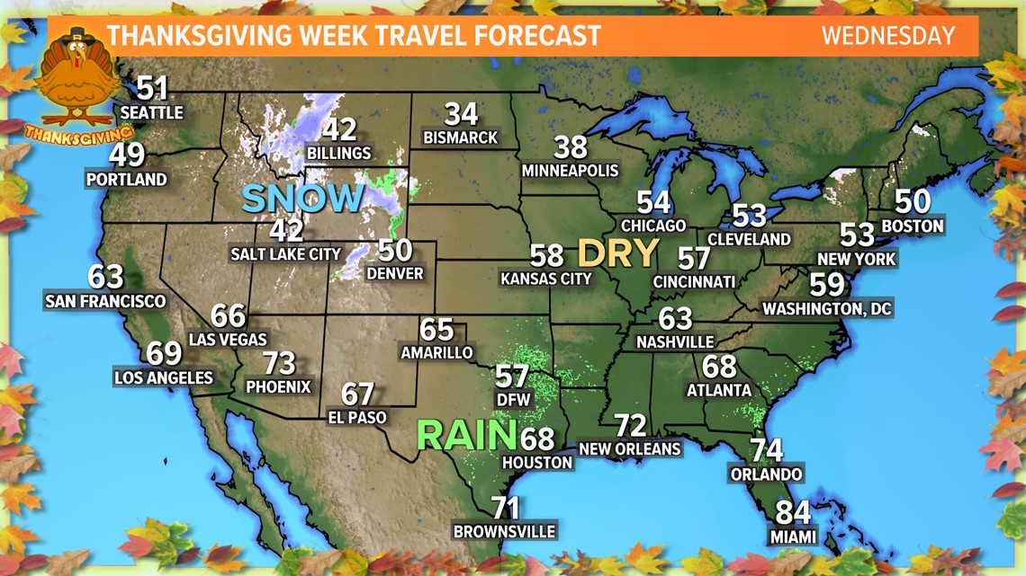 Weather forecast for Thanksgiving week