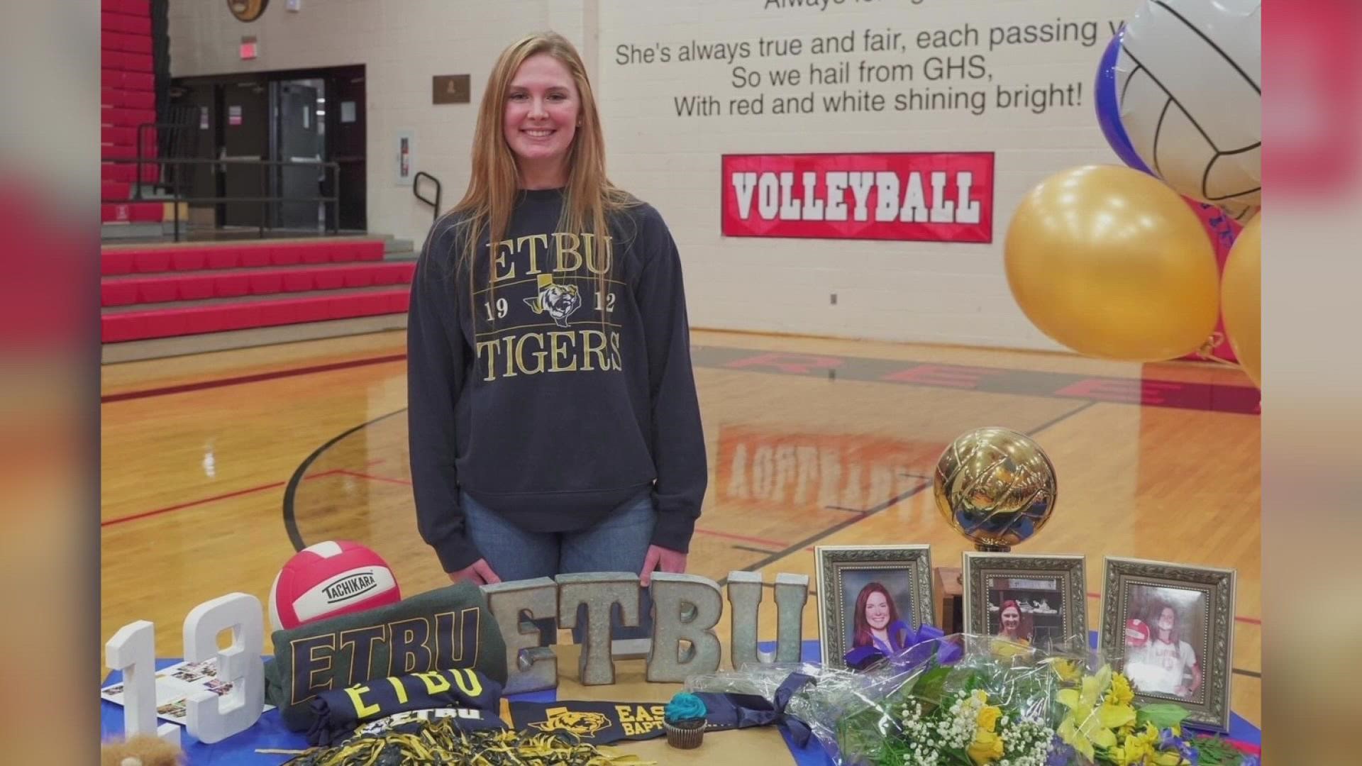 She spent all four years on the varsity volleyball team and served as captain for her senior year when she also finished with academic all-state honors.